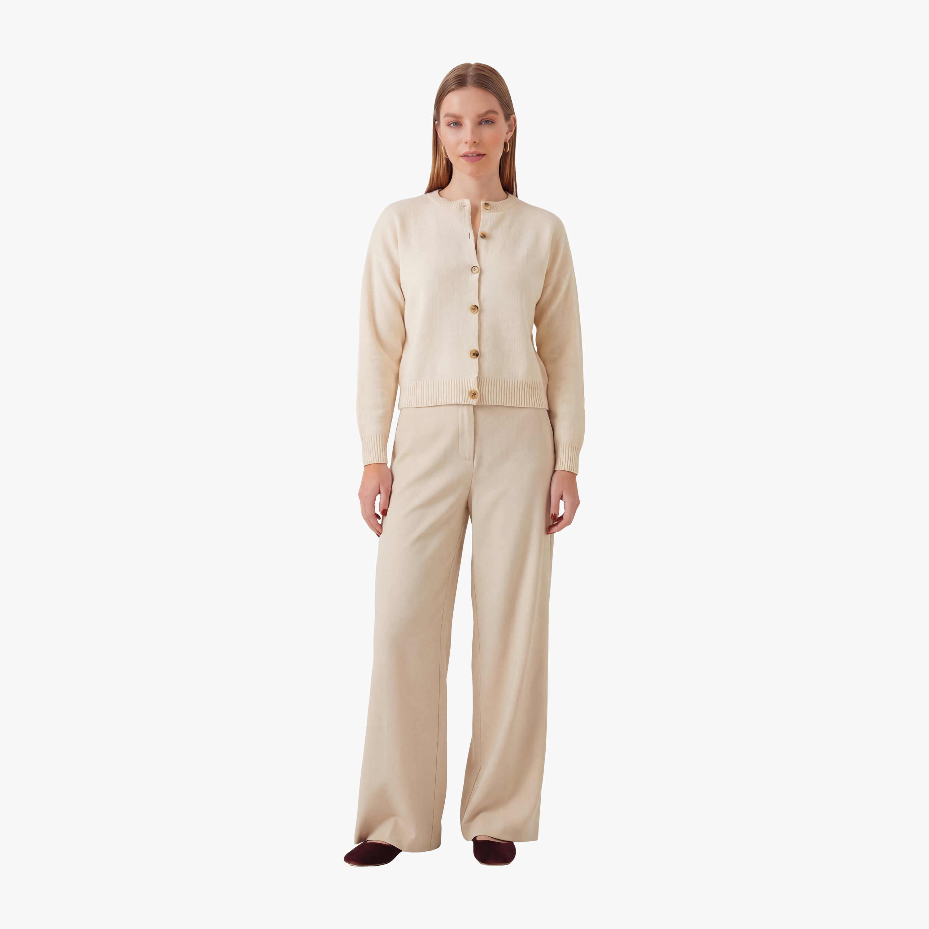 Bianco Lucci Cream Women's Cardigan-women-winterwear-cardigansandjumpers-cardigans-image-2