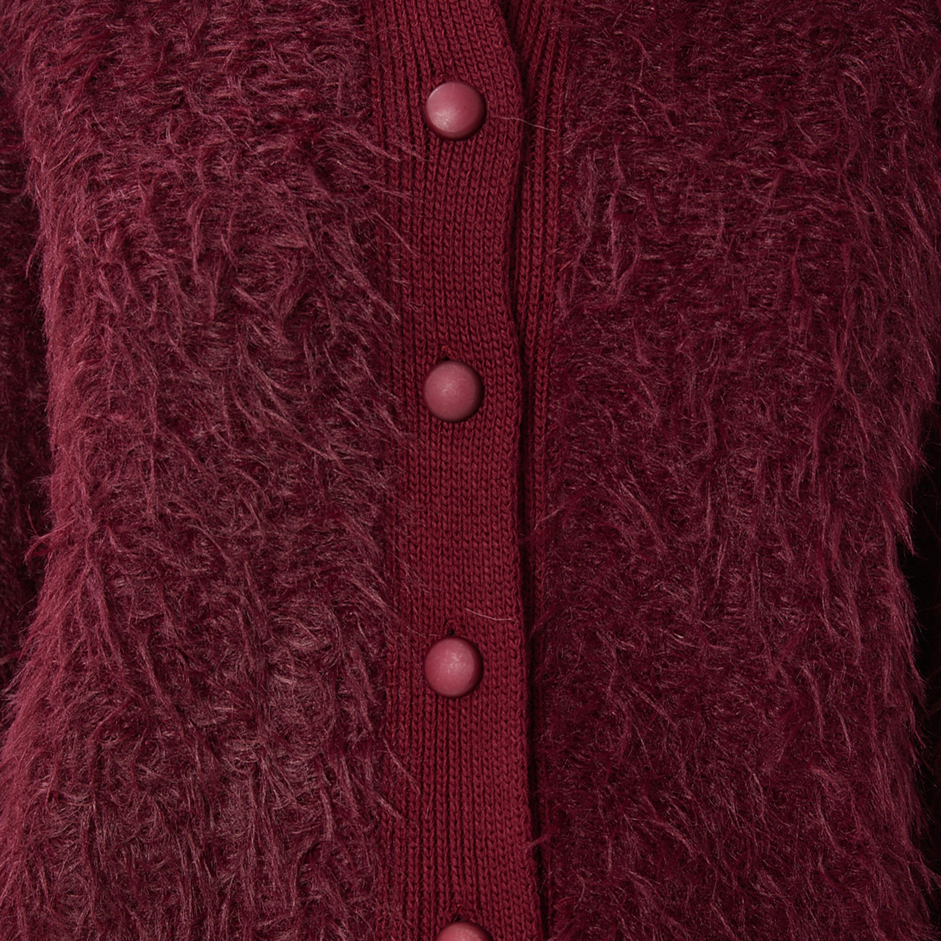 Happiness Istanbul Red Shaggy Knit Women's Cardigan-women-winterwear-cardigansandjumpers-cardigans-image-4