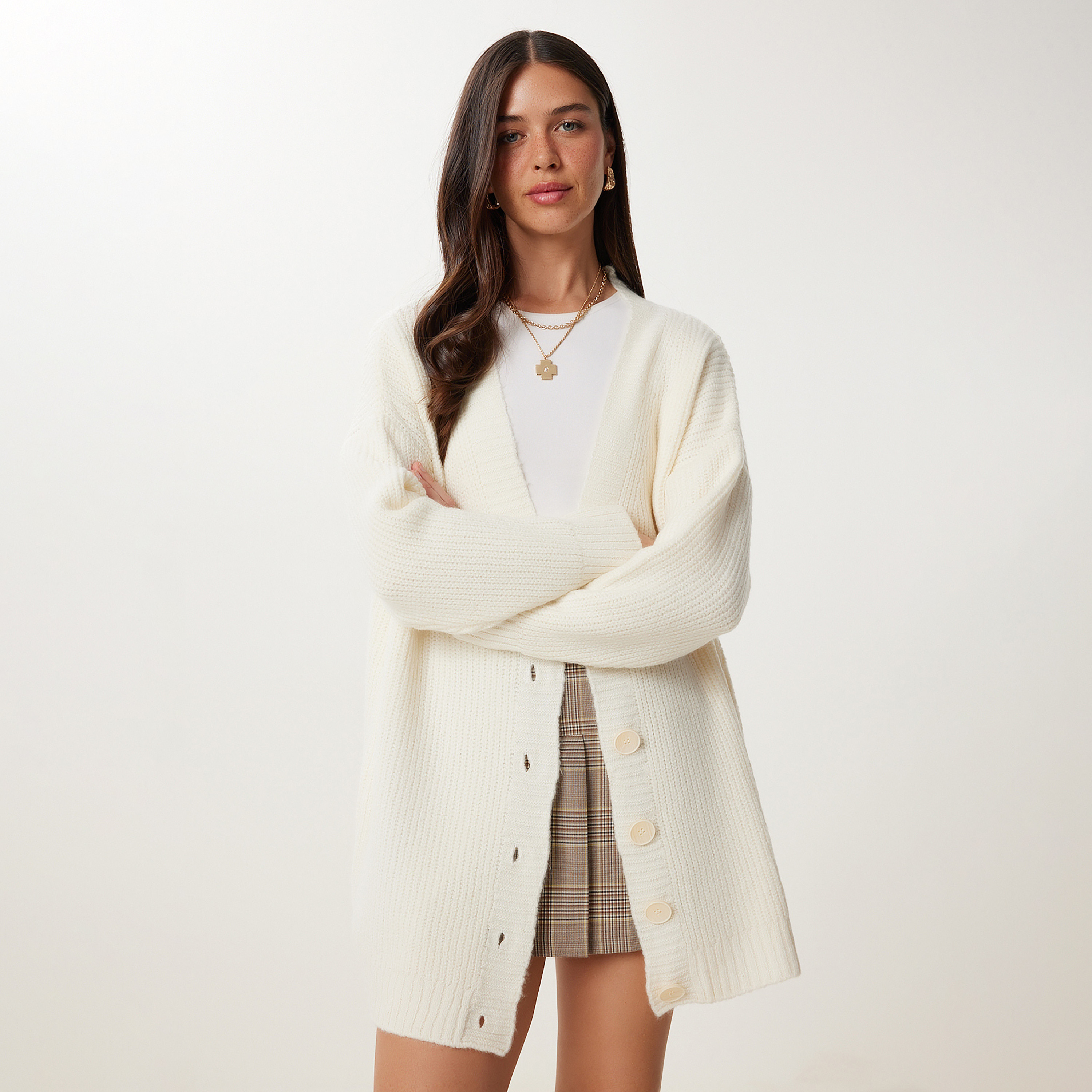 سعادة إسطنبول سترة نسائية بأكمام بيضاء محبوكة-women-winterwear-cardigansandjumpers-cardigans-image-1