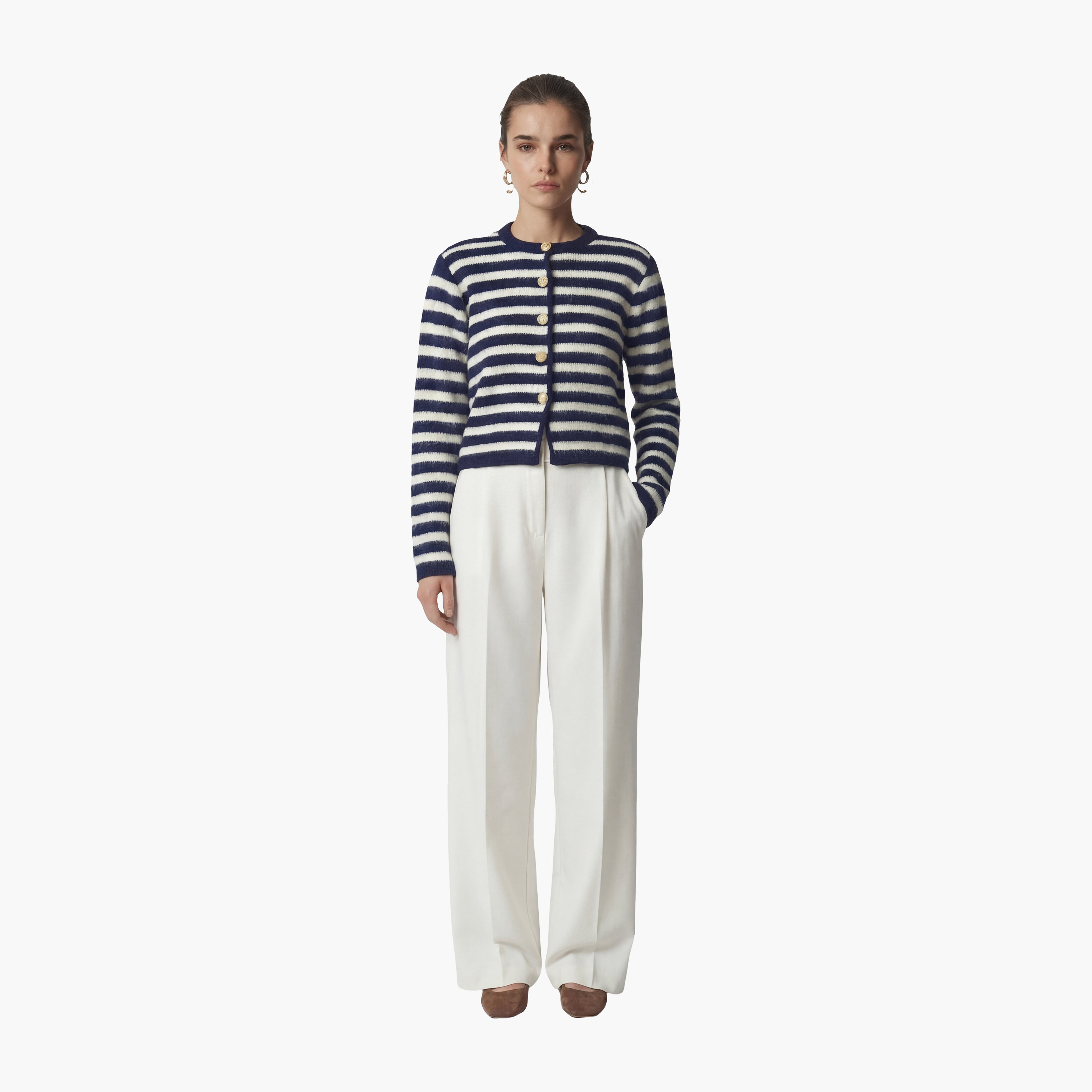 Happiness Istanbul Blue Striped Women's Cardigan-women-winterwear-cardigansandjumpers-cardigans-image-2