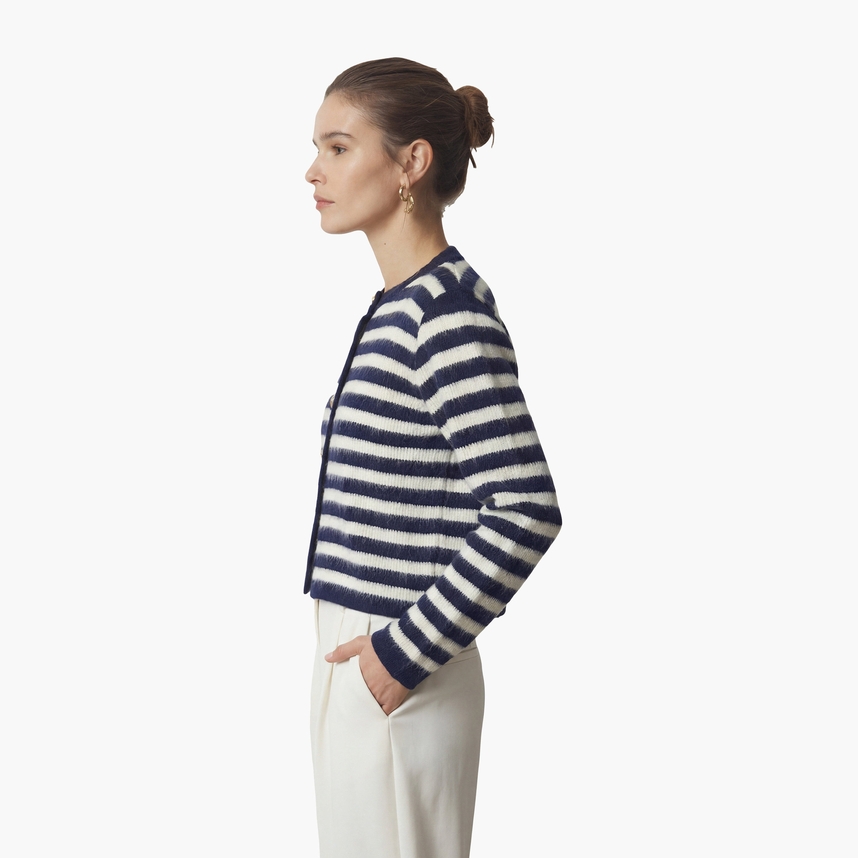 Happiness Istanbul Blue Striped Women's Cardigan-women-winterwear-cardigansandjumpers-cardigans-image-3