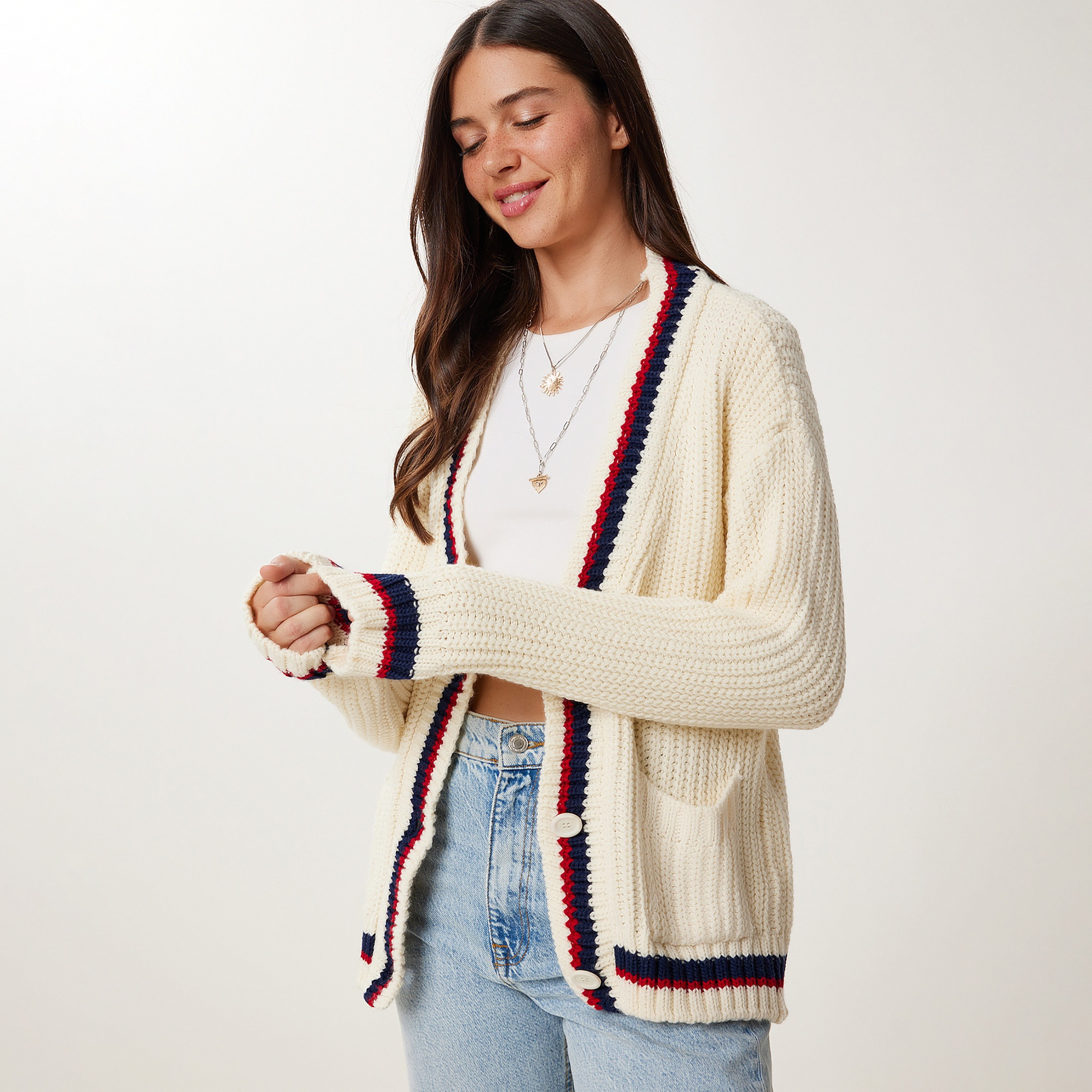كارديغان نسائي بأكمام محبوكة من إسطنبول كريم إسطنبول-women-winterwear-cardigansandjumpers-cardigans-image-3