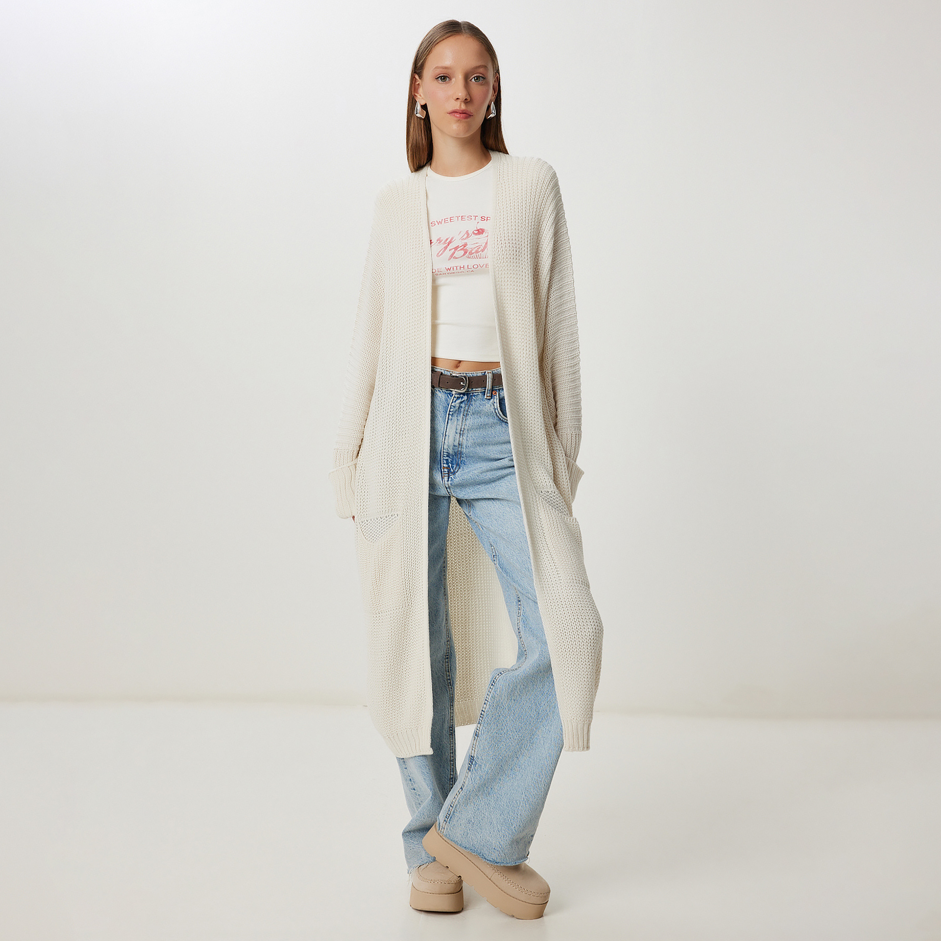 Happiness Istanbul White Knitted Women's Cardigan-women-winterwear-cardigansandjumpers-cardigans-image-2