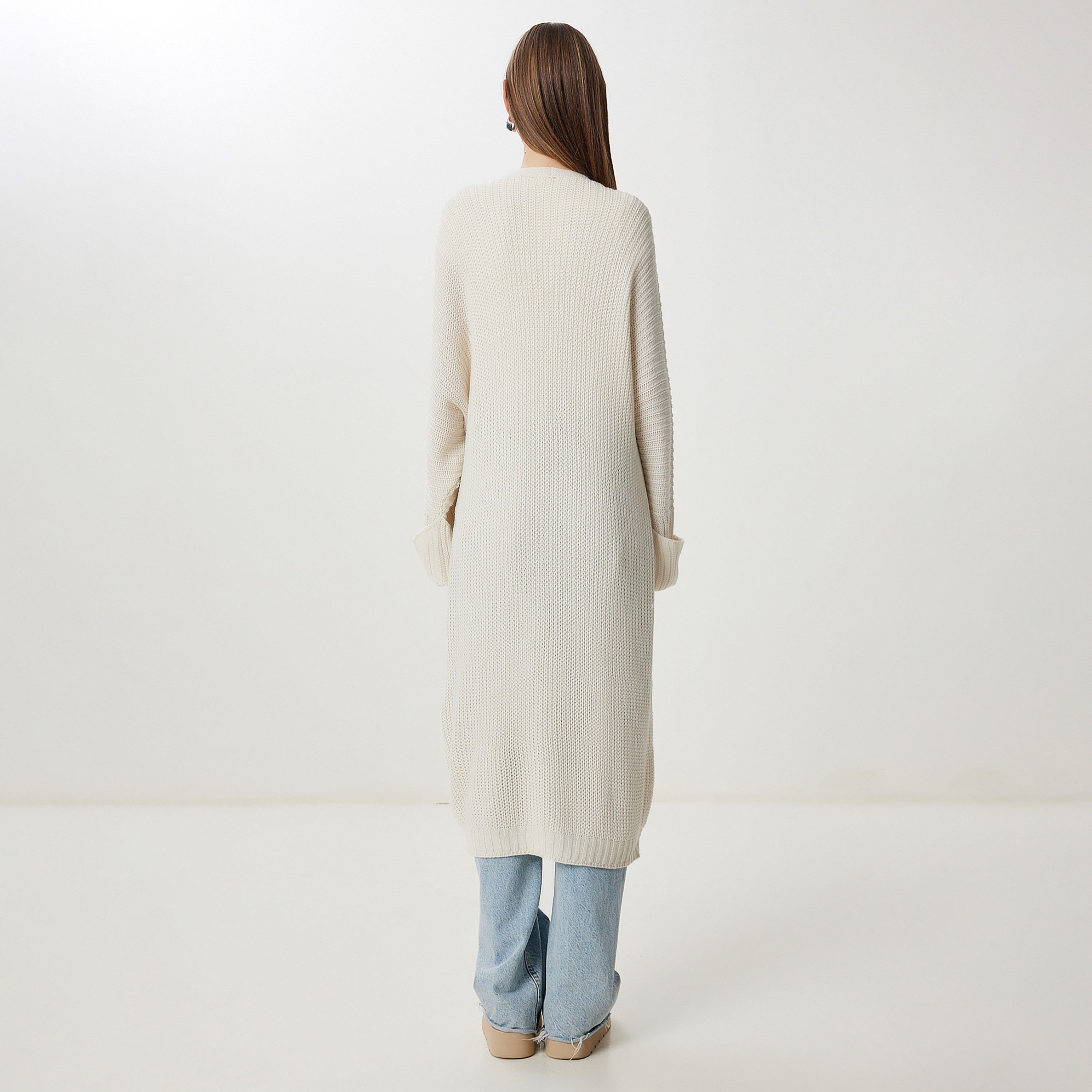 Happiness Istanbul White Knitted Women's Cardigan-women-winterwear-cardigansandjumpers-cardigans-image-4