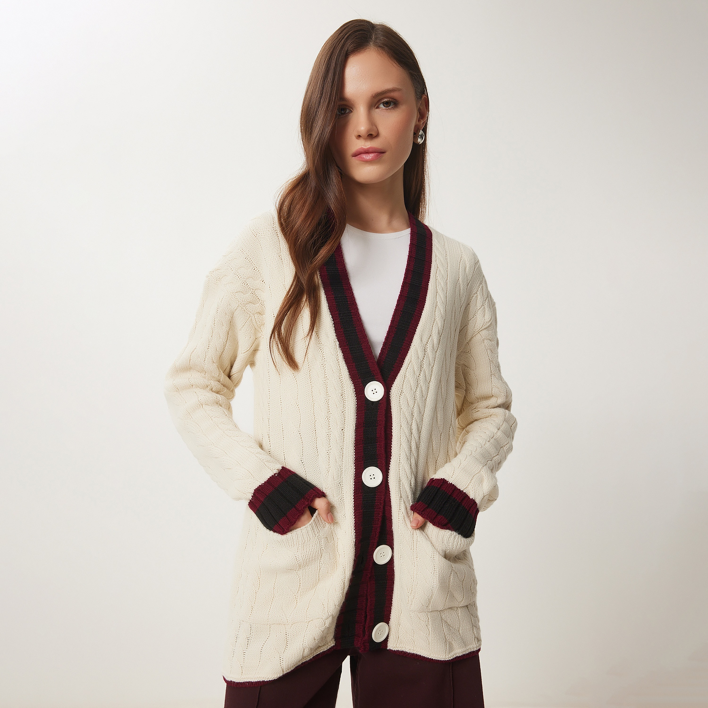 سعادة إسطنبول كابل محبوك بأكمام منسدلة من كارديغان نسائي-women-winterwear-cardigansandjumpers-cardigans-image-6