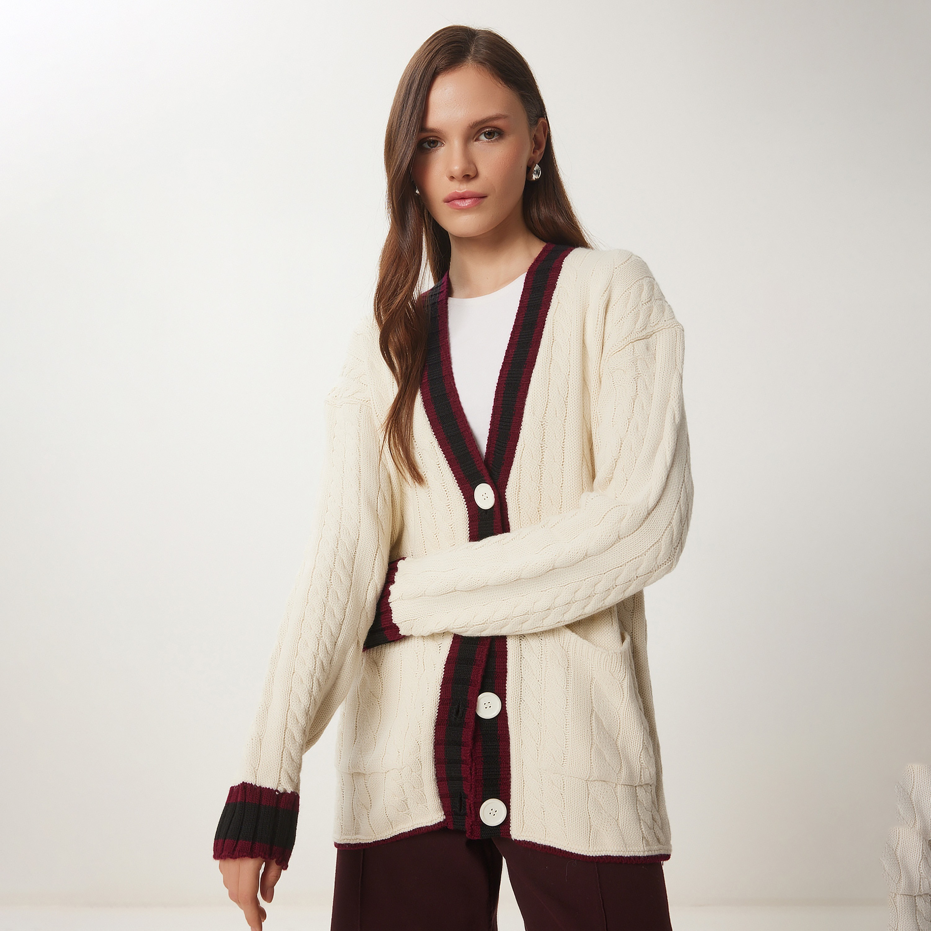 سعادة إسطنبول كابل محبوك بأكمام منسدلة من كارديغان نسائي-women-winterwear-cardigansandjumpers-cardigans-image-7
