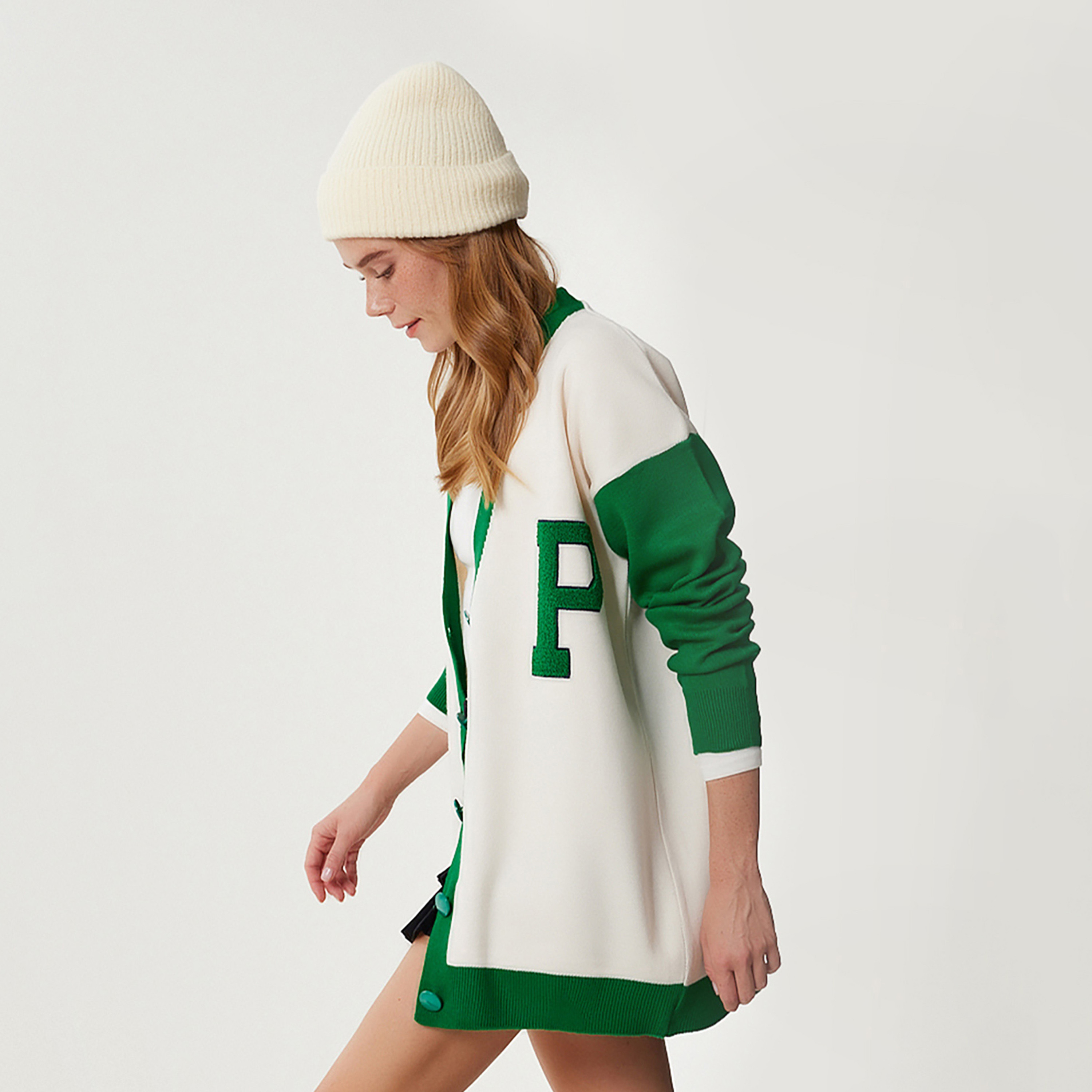Happiness Istanbul White Colour-Blocked Dropped Contrast Sleeves Women's Cardigan-women-winterwear-cardigansandjumpers-cardigans-image-3