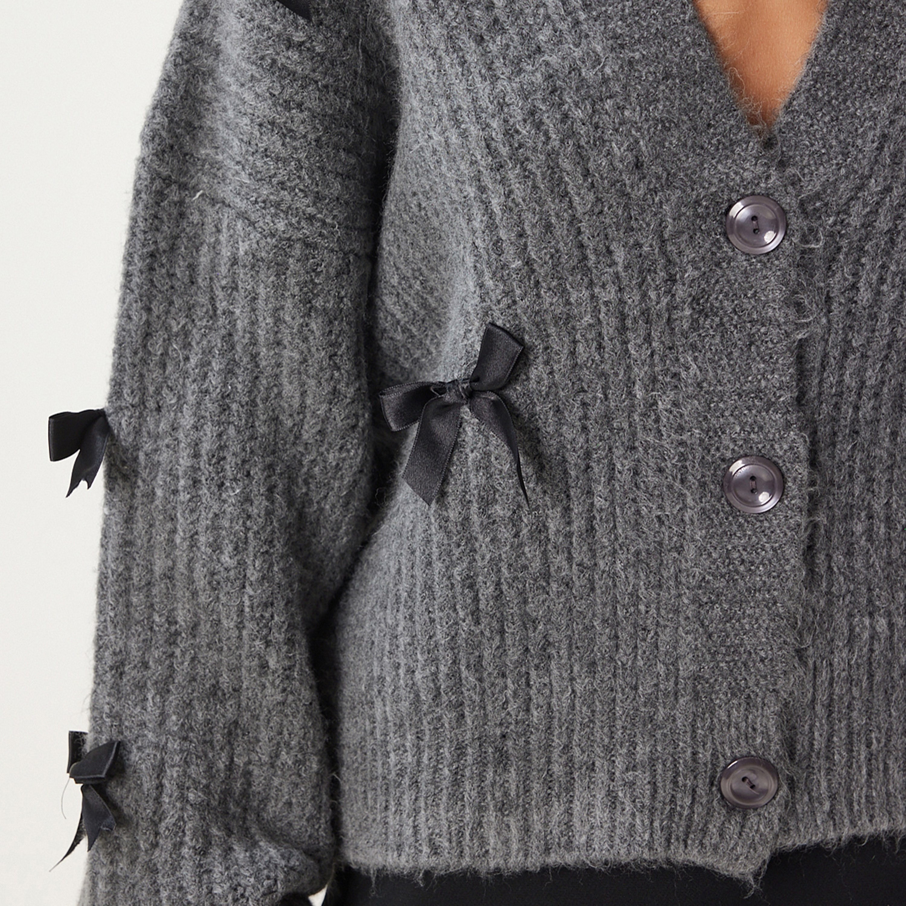 Happiness Istanbul Bow Detailed Dropped Sleeves Women's Cardigan-women-winterwear-cardigansandjumpers-cardigans-image-4