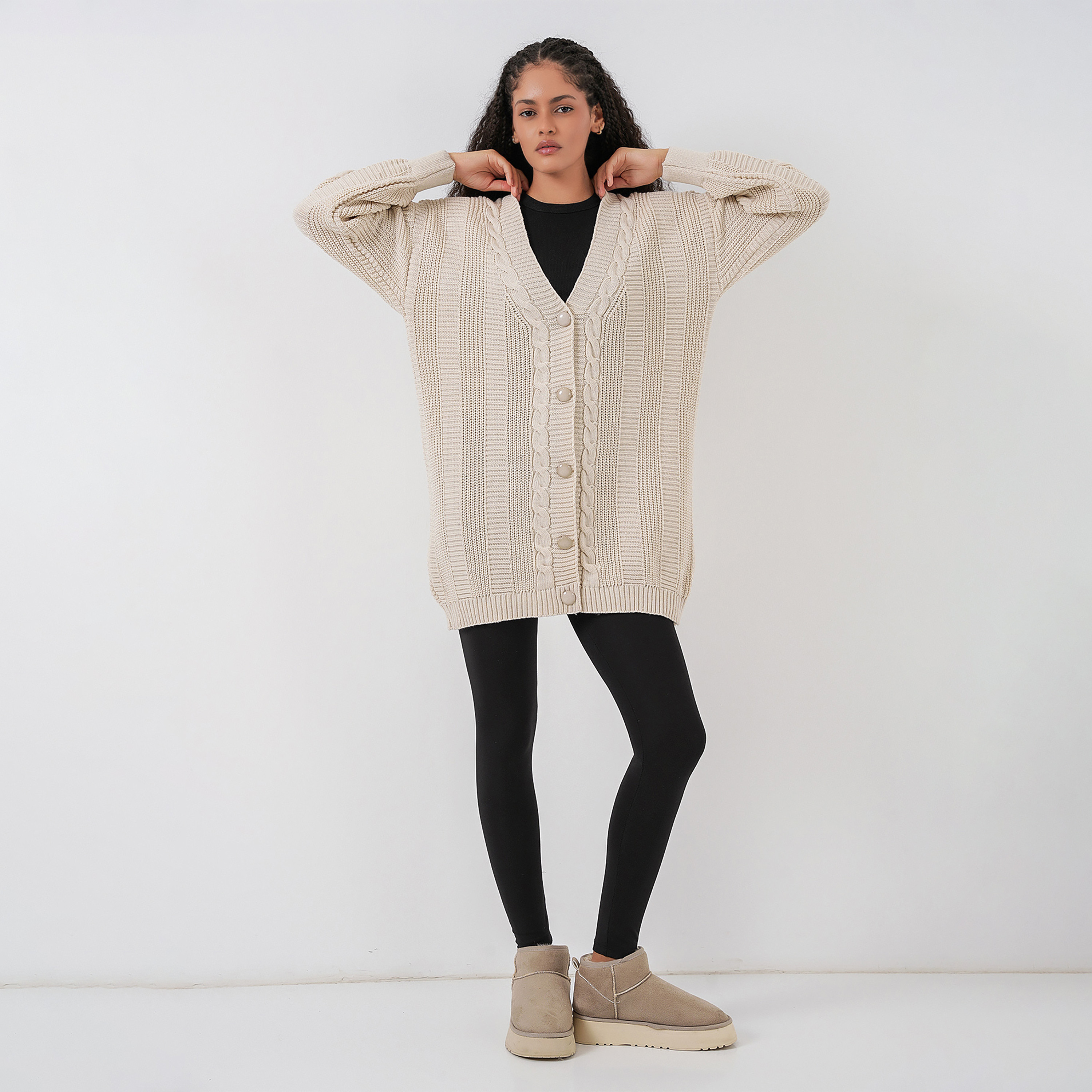 Bigdart Cable Knitted Women's Cardigan-women-winterwear-cardigansandjumpers-cardigans-image-2