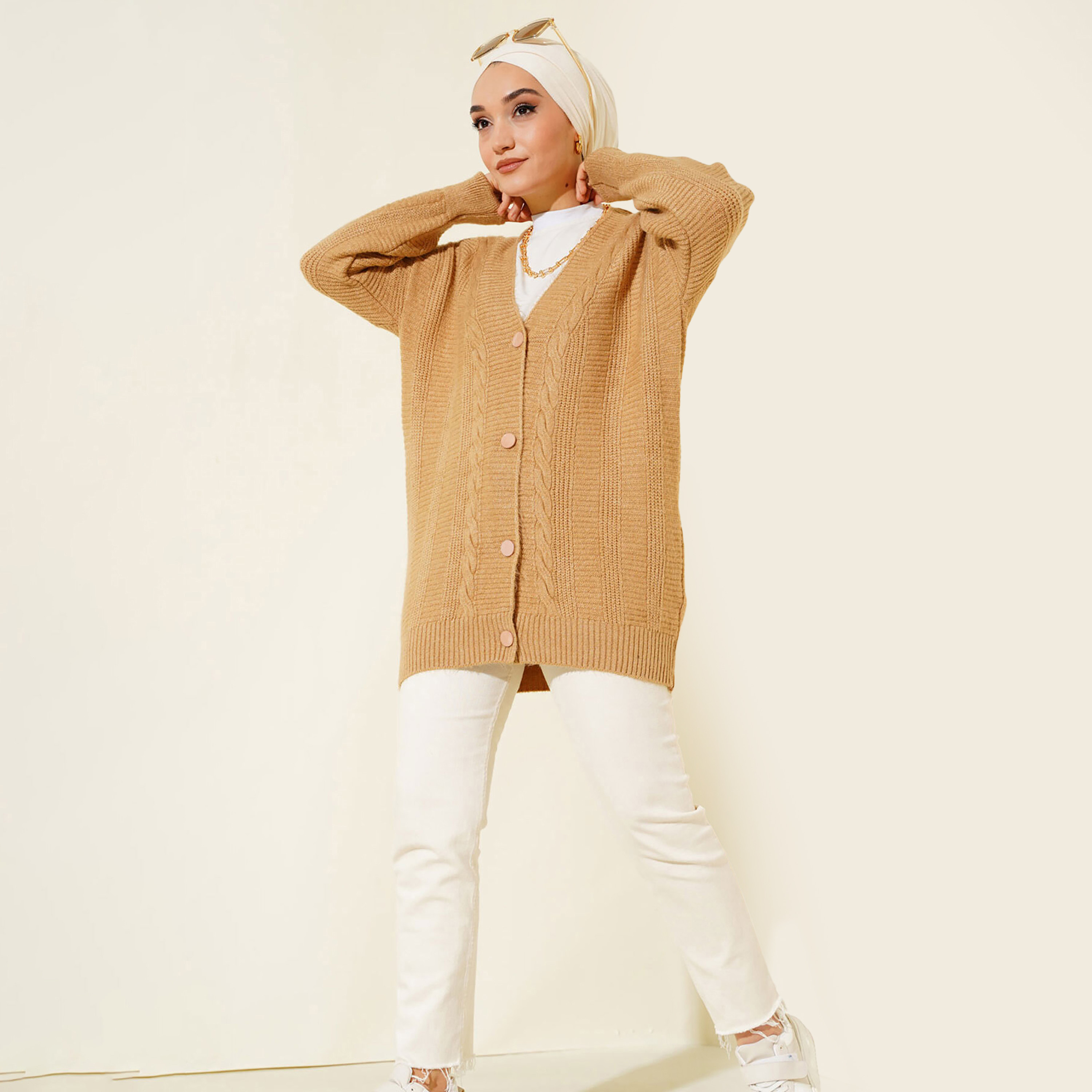 Bigdart Cable Knitted Women's Cardigan-women-winterwear-cardigansandjumpers-cardigans-image-2