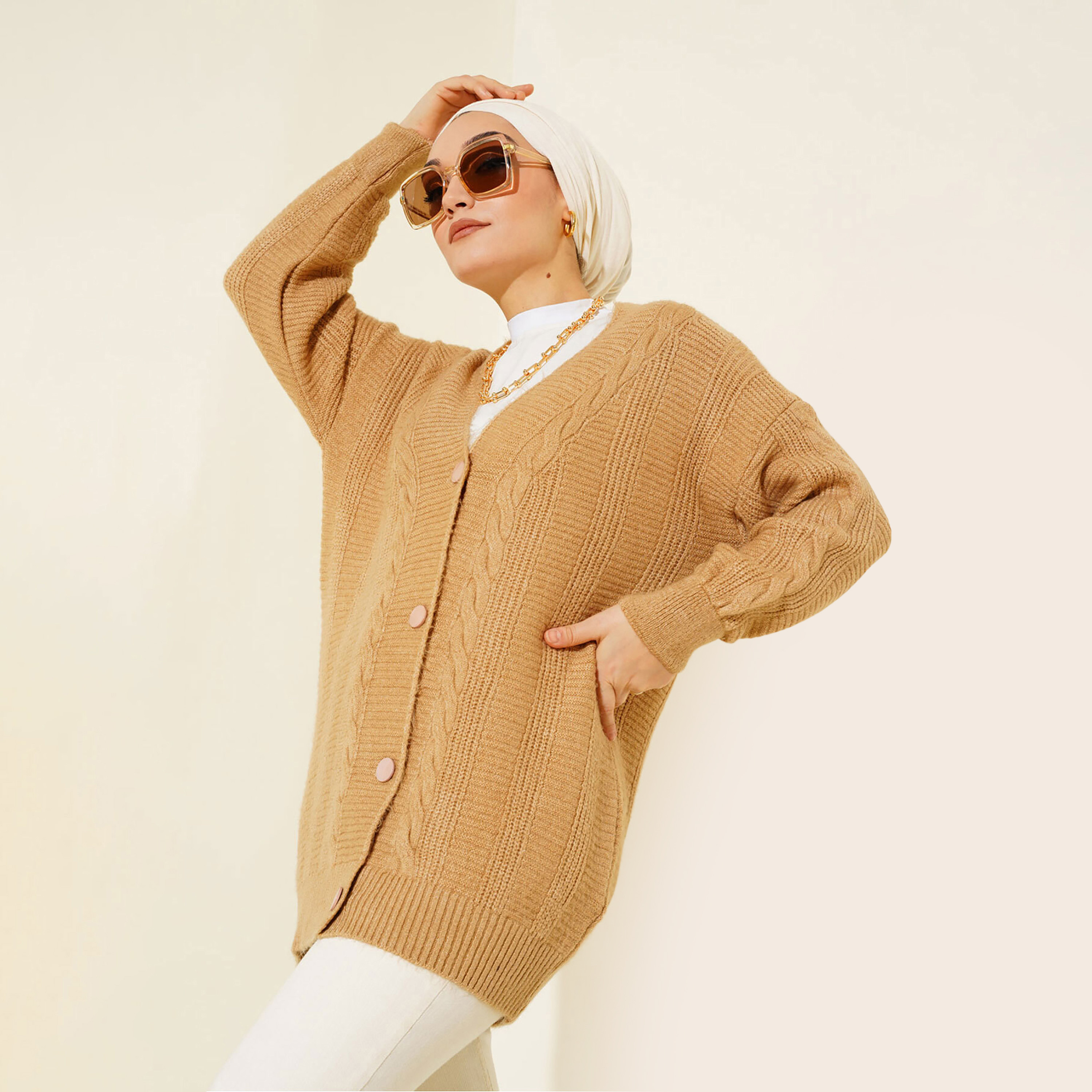 Bigdart Cable Knitted Women's Cardigan-women-winterwear-cardigansandjumpers-cardigans-image-3