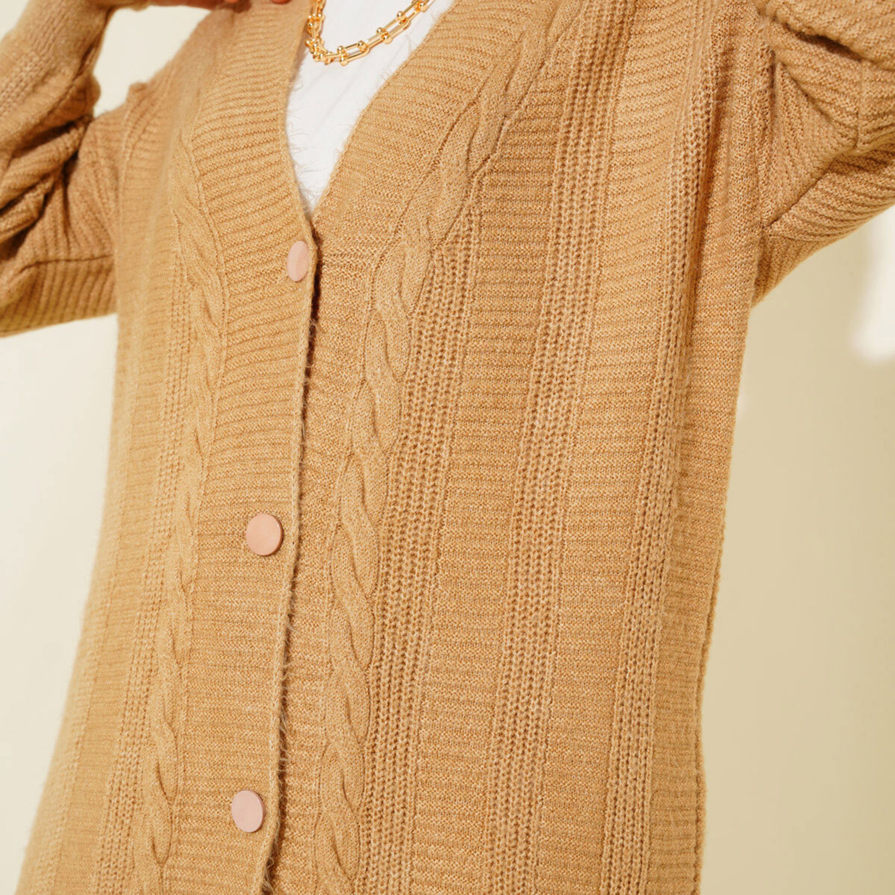 Bigdart Cable Knitted Women's Cardigan-women-winterwear-cardigansandjumpers-cardigans-image-4
