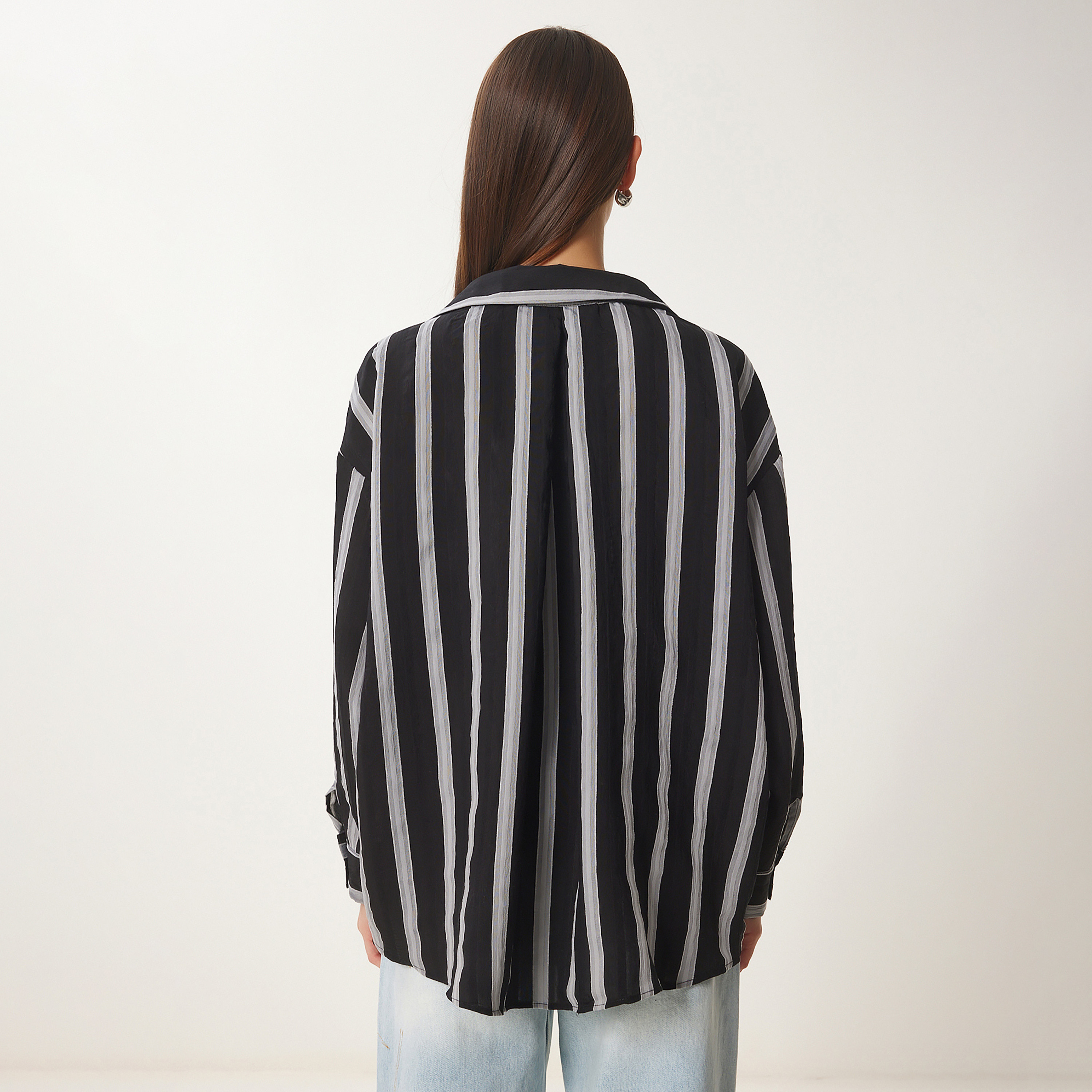 سعادة إسطنبول مخطط بأكمام متدلية قميص نسائي-women-clothing-shirtsandblouses-shirts-image-4