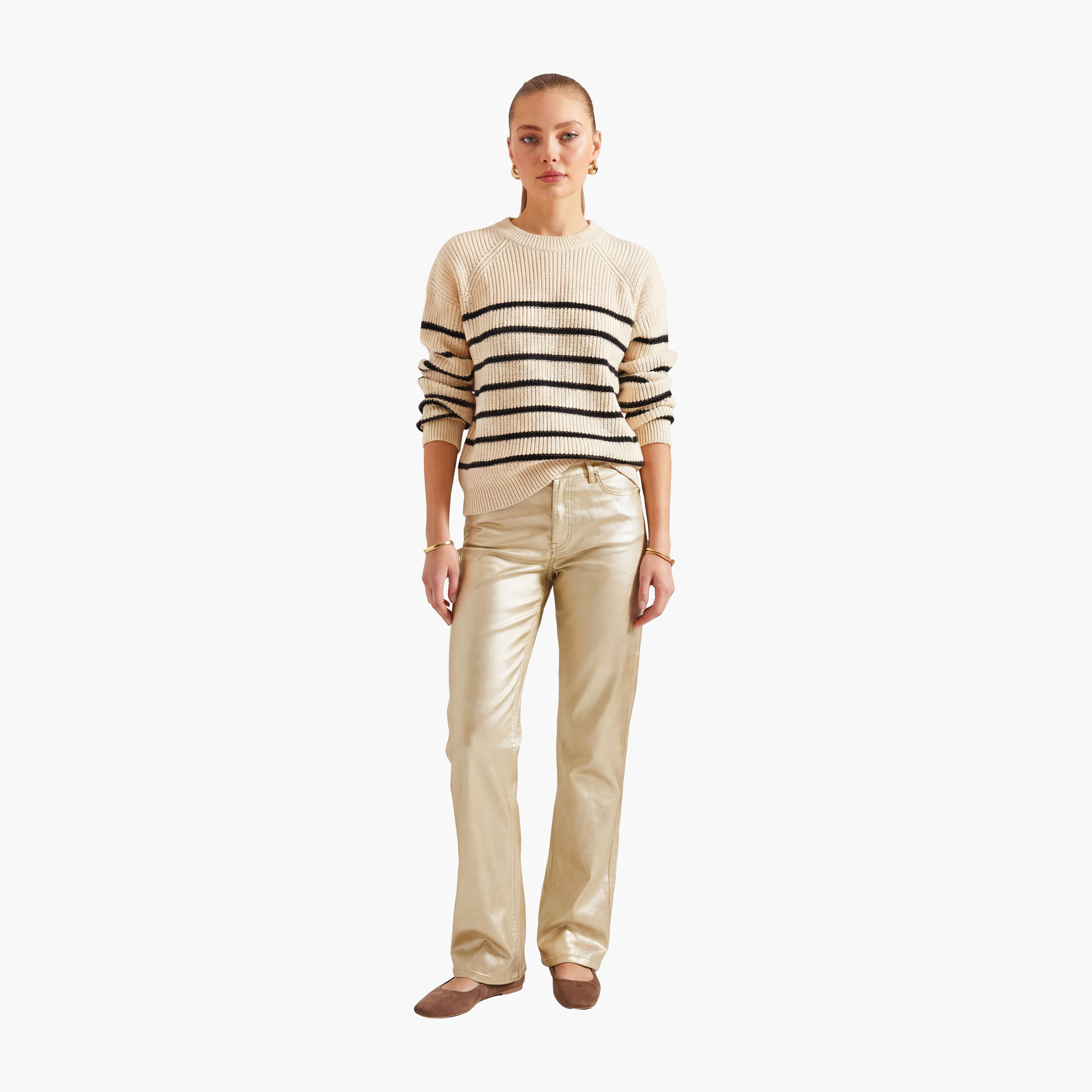 كنزة نسائي مضلع ومخطط باللون الكريمي من بيانكو لوتشي-women-clothing-cardigansandjumpers-jumpers-image-4