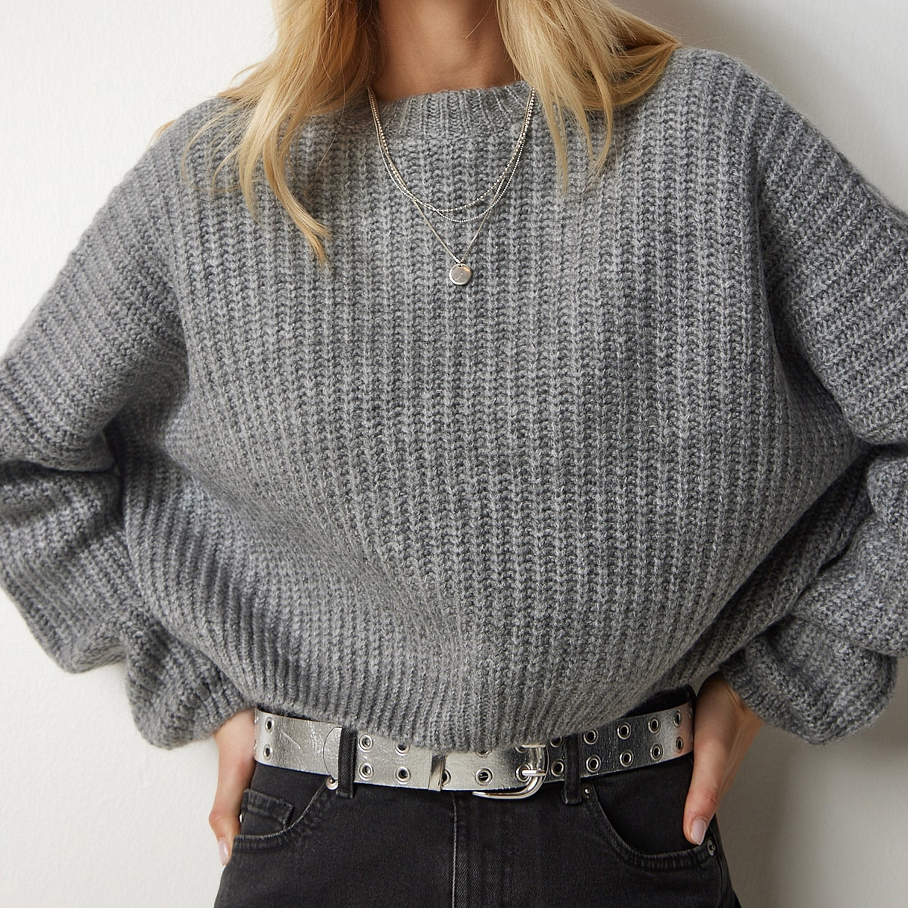 سعادة إسطنبول سترة نسائية بأكمام رمادية مضلعة ومنسدلة-women-clothing-cardigansandjumpers-jumpers-image-1
