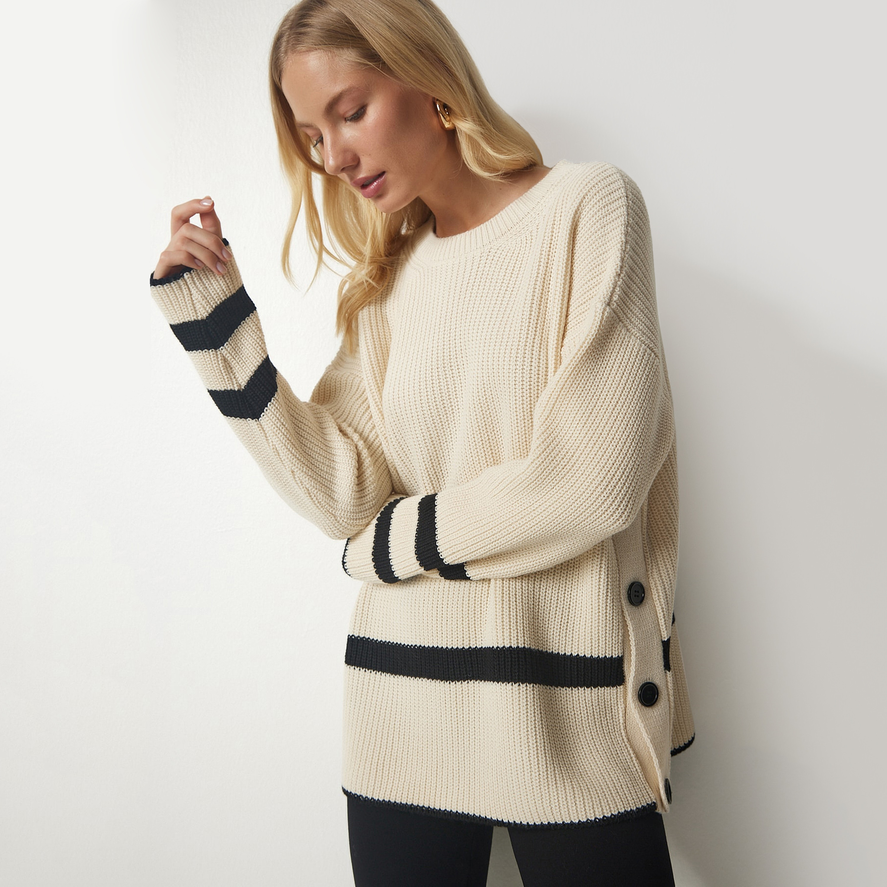 سعادة إسطنبول كريم محبوكة بأكمام متدللة سترة نسائية-women-clothing-cardigansandjumpers-jumpers-image-5
