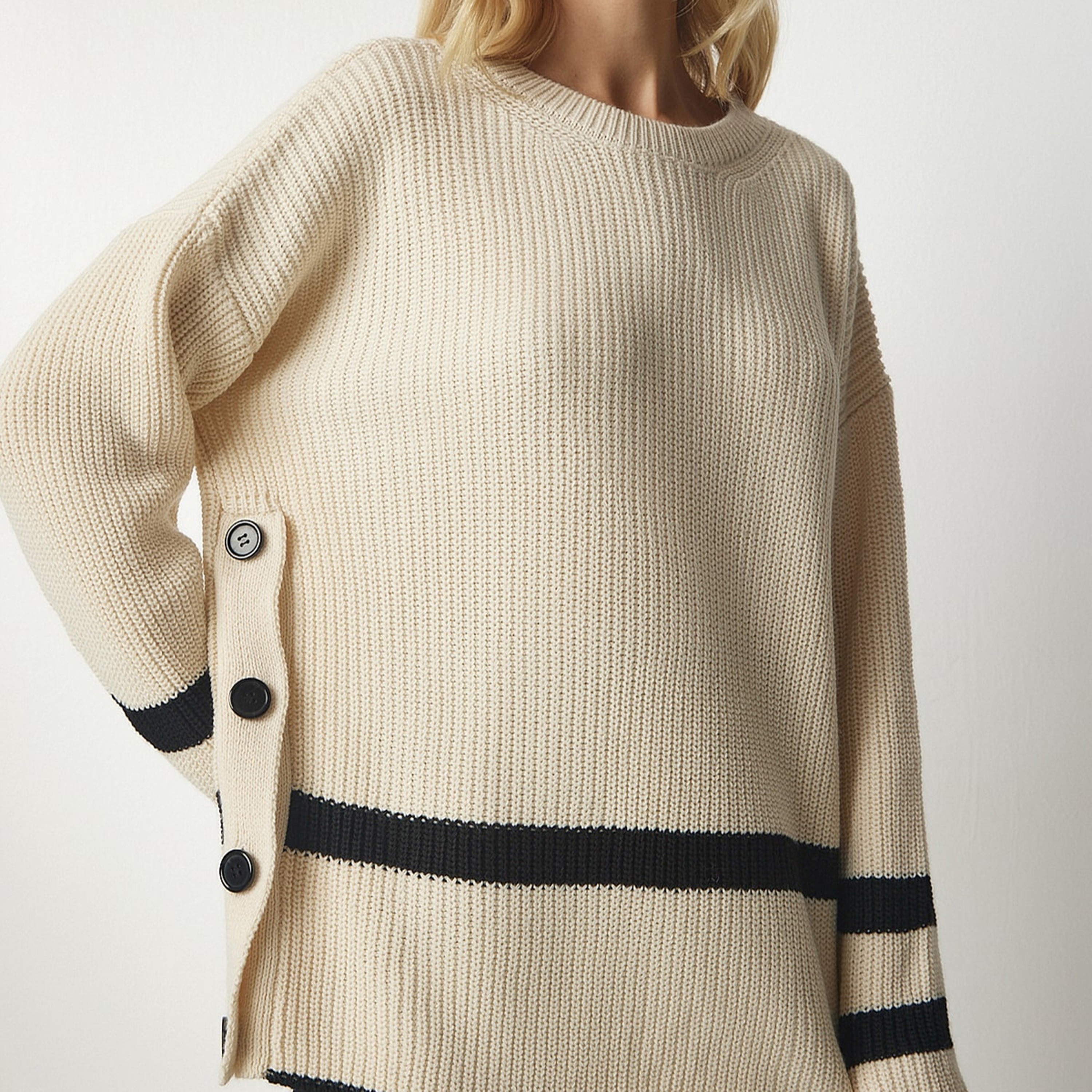 سعادة إسطنبول كريم محبوكة بأكمام متدللة سترة نسائية-women-clothing-cardigansandjumpers-jumpers-image-2