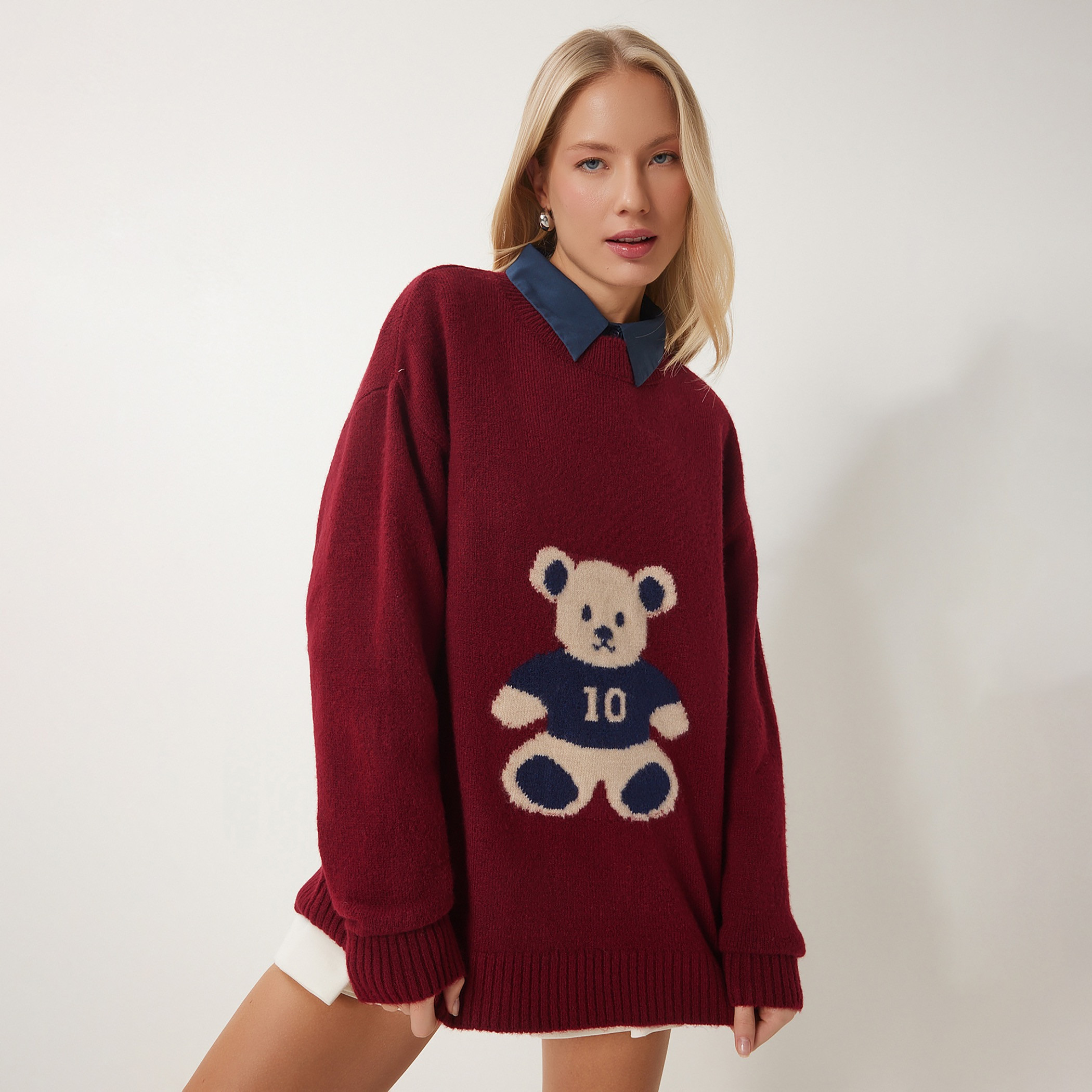 سعادة إسطنبول دب محبوك بأكمام متدللة سترة نسائية-women-winterwear-cardigansandjumpers-jumpers-image-11