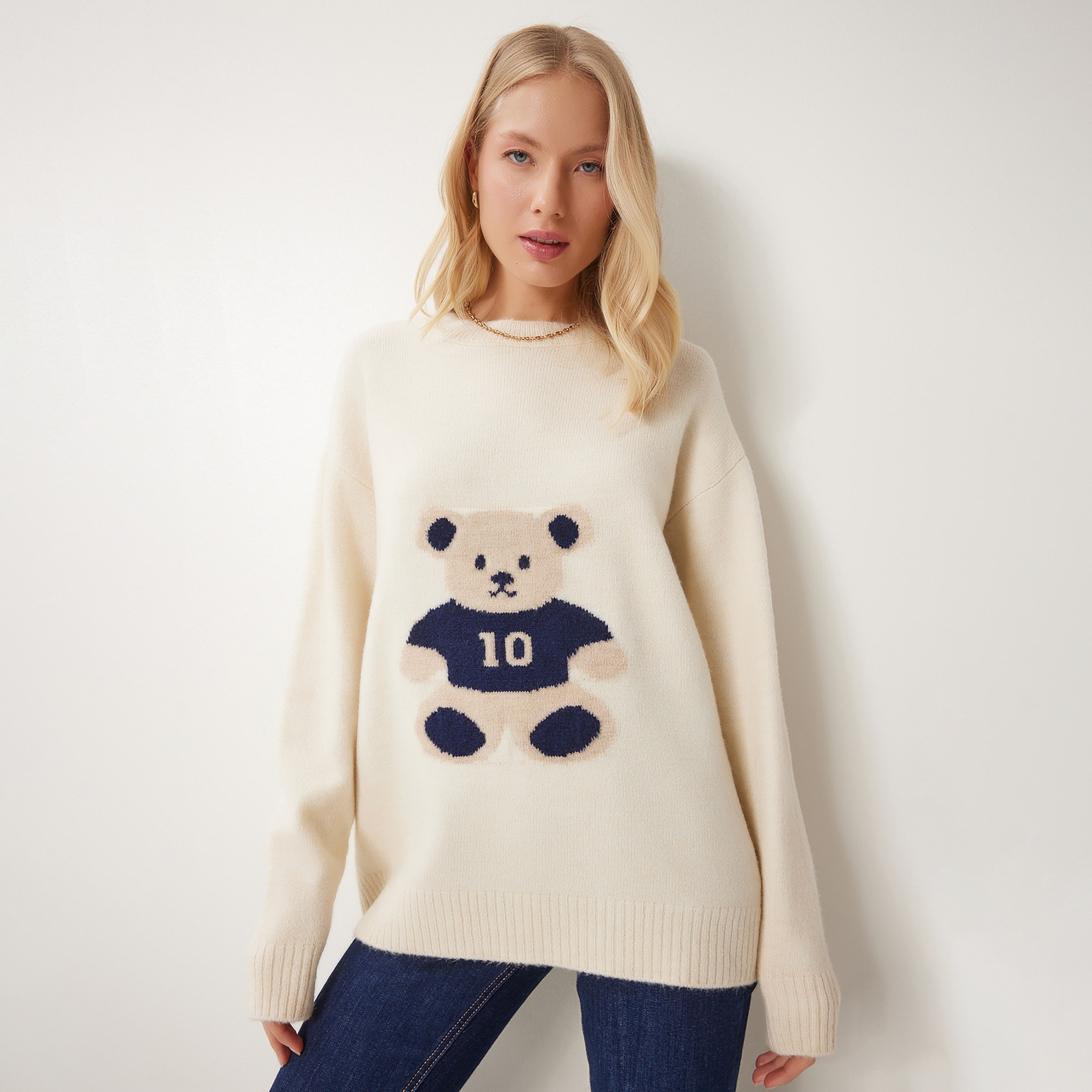 سعادة إسطنبول دب محبوك بأكمام متدللة سترة نسائية-women-winterwear-cardigansandjumpers-jumpers-image-5