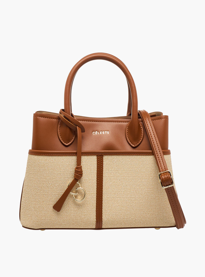 Celeste Textured Tote Bag with Zip Closure-women-bagsandwallets-handbags-image-1