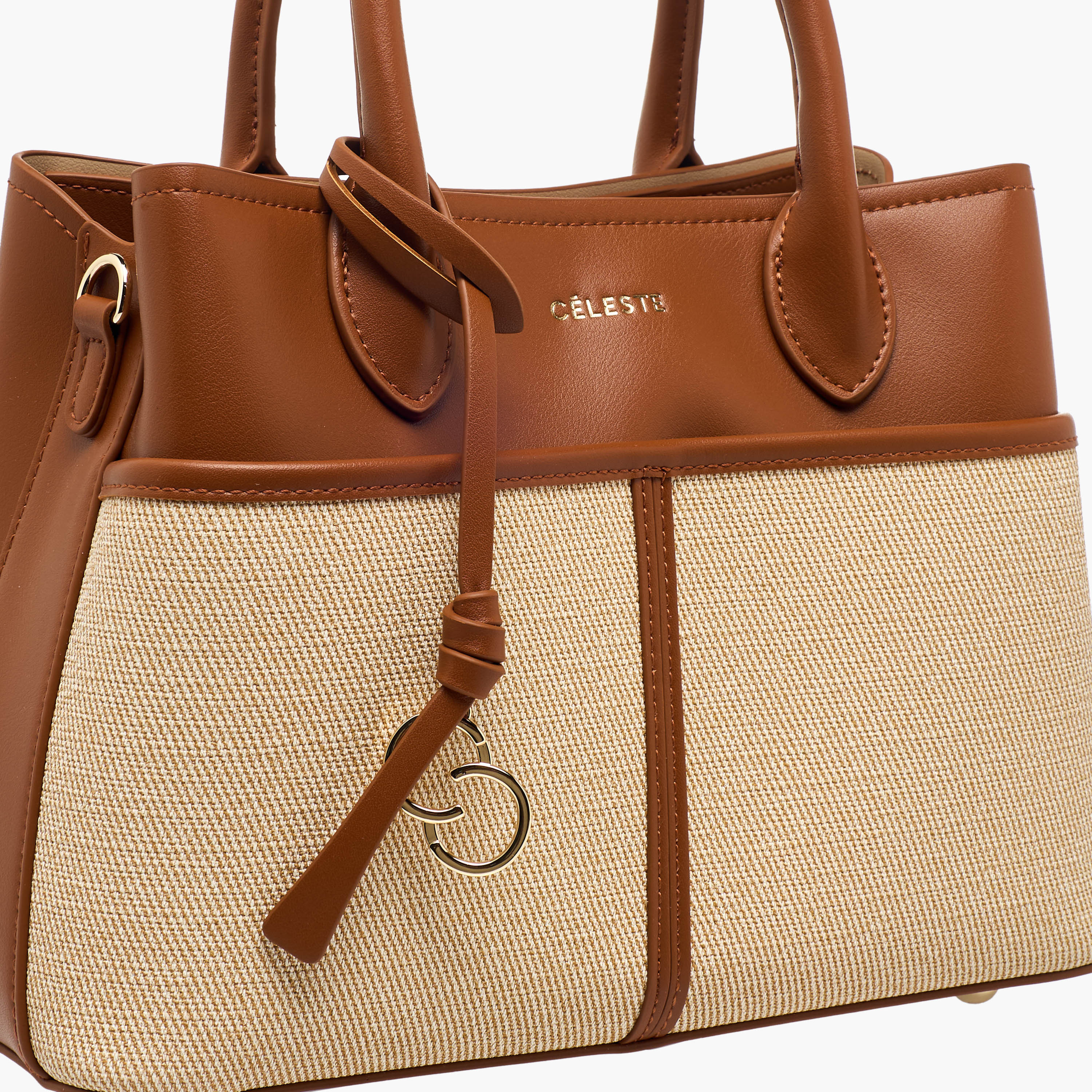 Celeste Textured Tote Bag with Zip Closure-women-bagsandwallets-handbags-image-5
