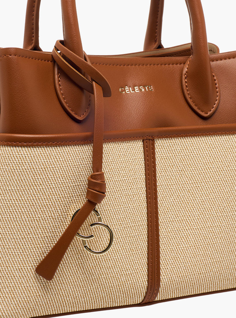 Celeste Textured Tote Bag with Zip Closure-women-bagsandwallets-handbags-image-5