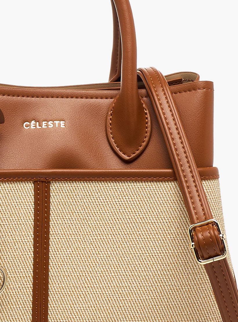 Celeste Textured Tote Bag with Zip Closure-women-bagsandwallets-handbags-image-9