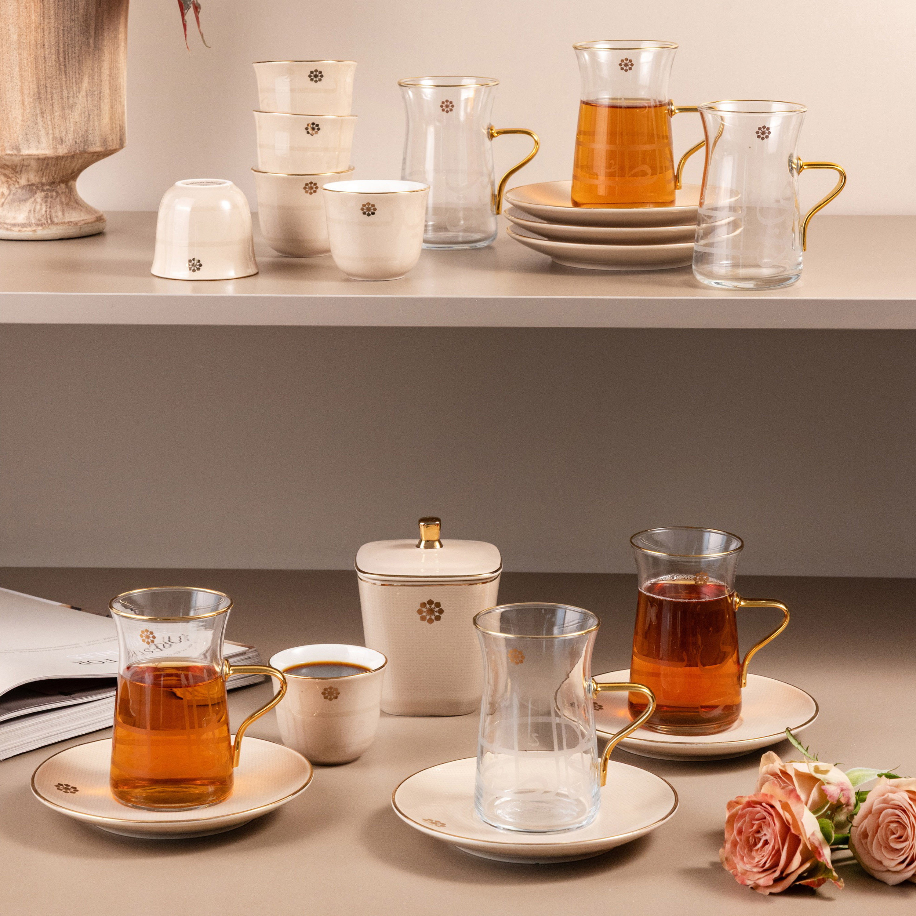 19-Piece Floral Print Tea Cup and Saucer Set-household-dining-teaandcoffee-teaandcoffeesets-image-5
