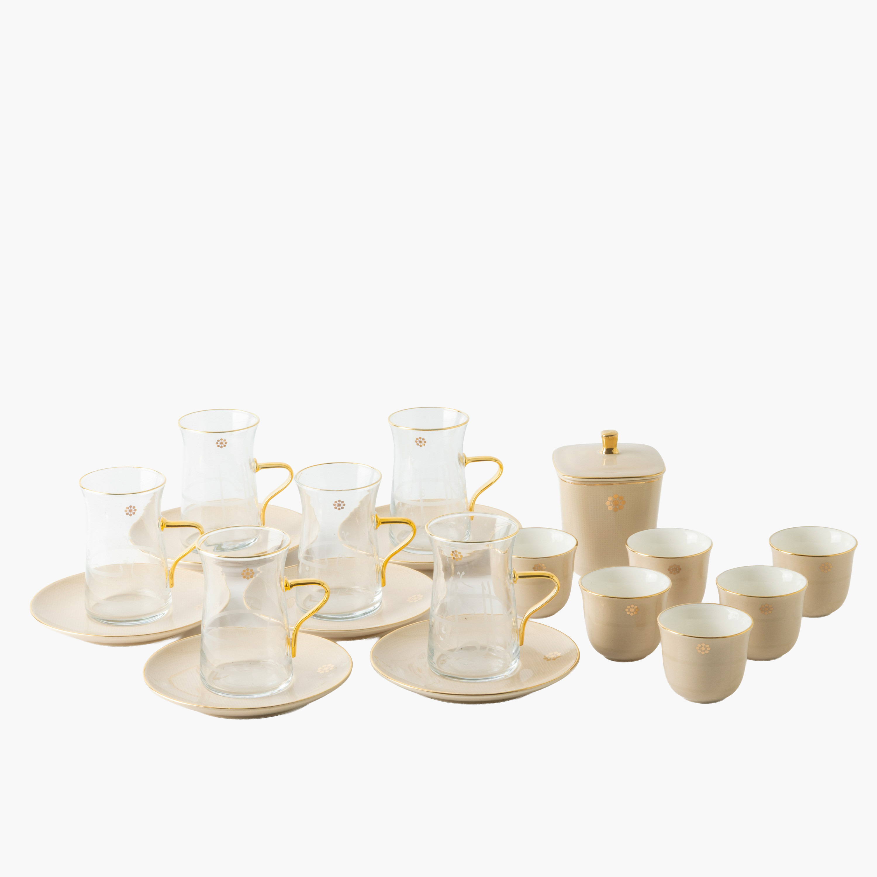 19-Piece Floral Print Tea Cup and Saucer Set-household-dining-teaandcoffee-teaandcoffeesets-image-1