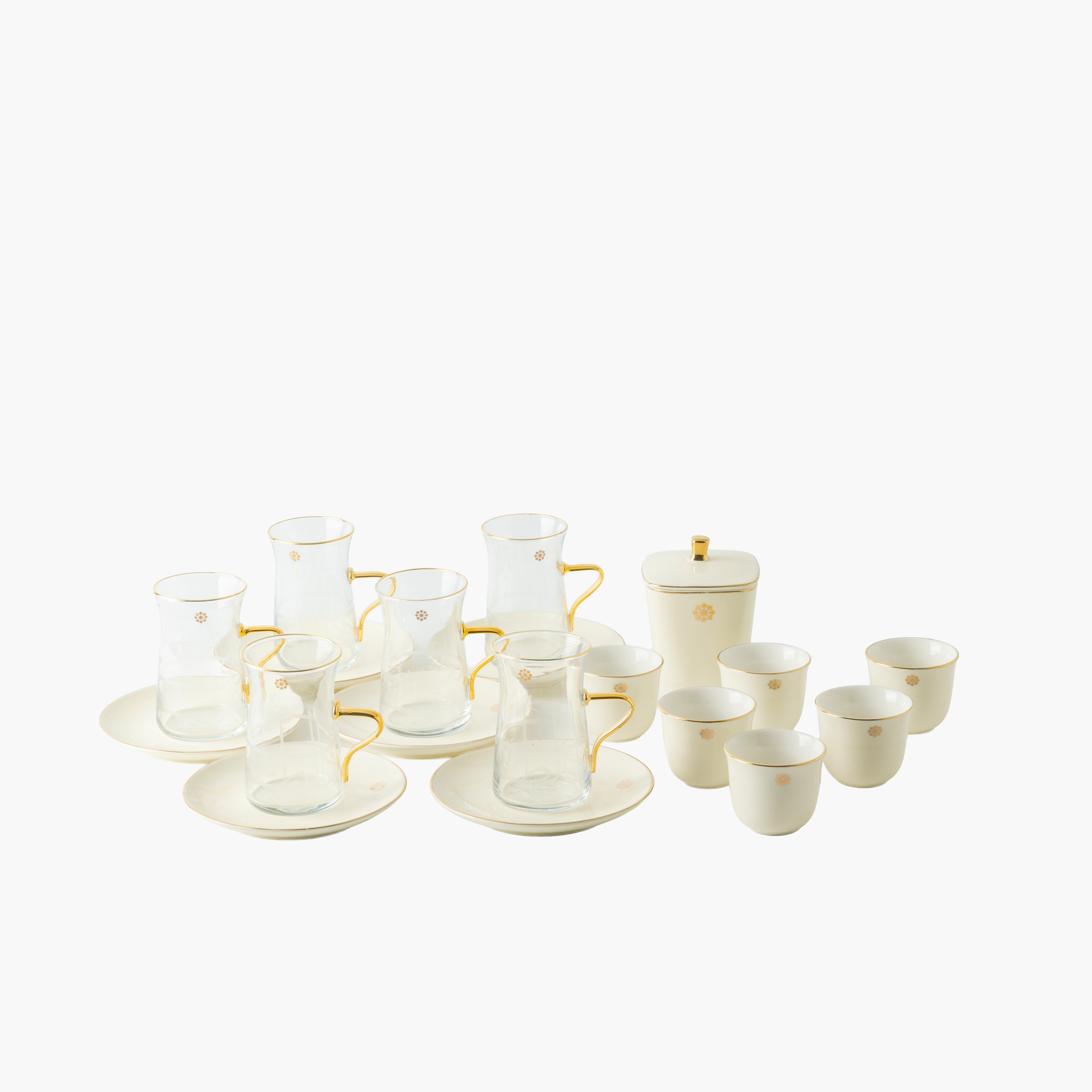 19-Piece Floral Print Tea Cup and Saucer Set-household-dining-teaandcoffee-teaandcoffeesets-image-1