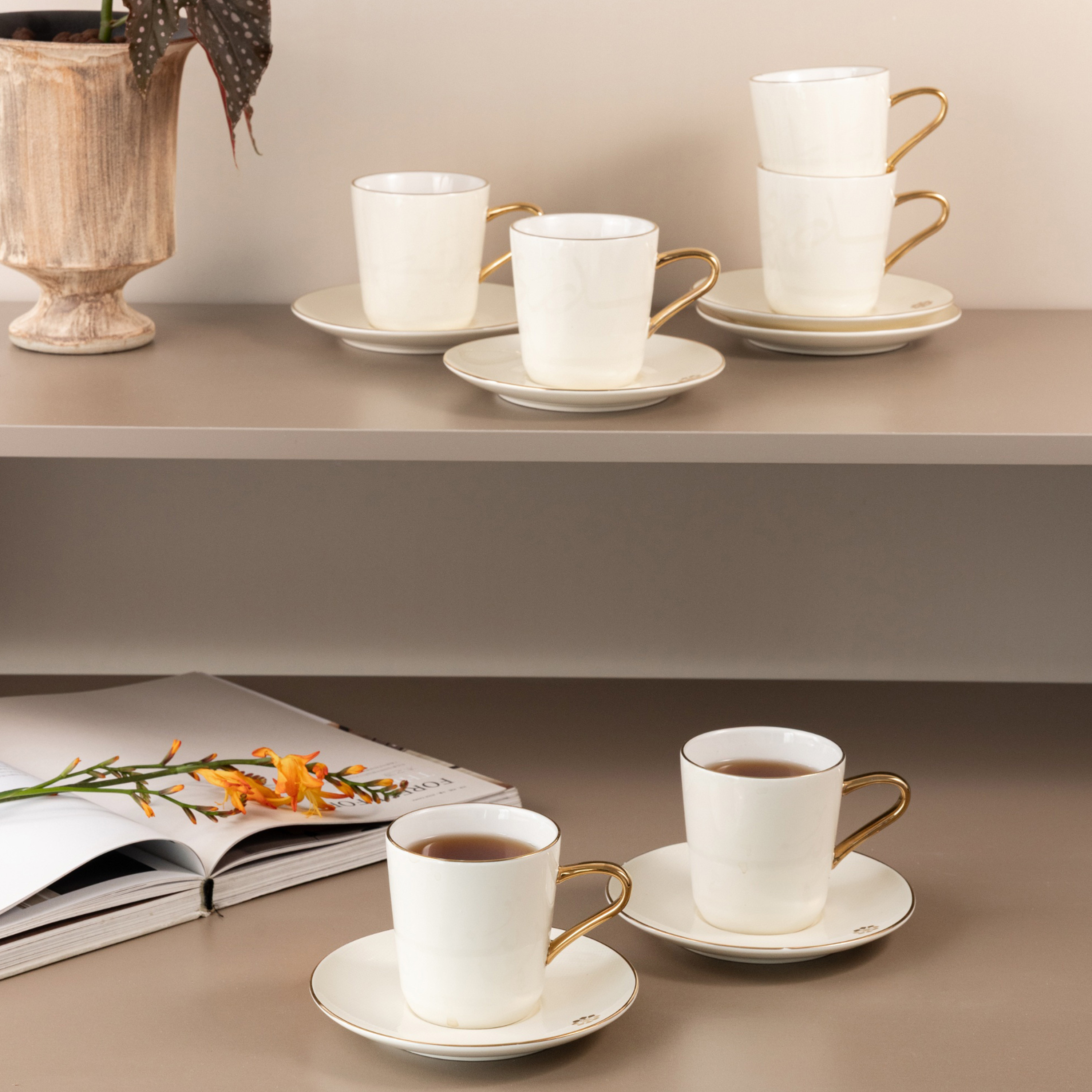 12-Piece Porcelain Cup and Saucer Set - 240 ml-household-dining-teaandcoffee-teaandcoffeesets-image-1