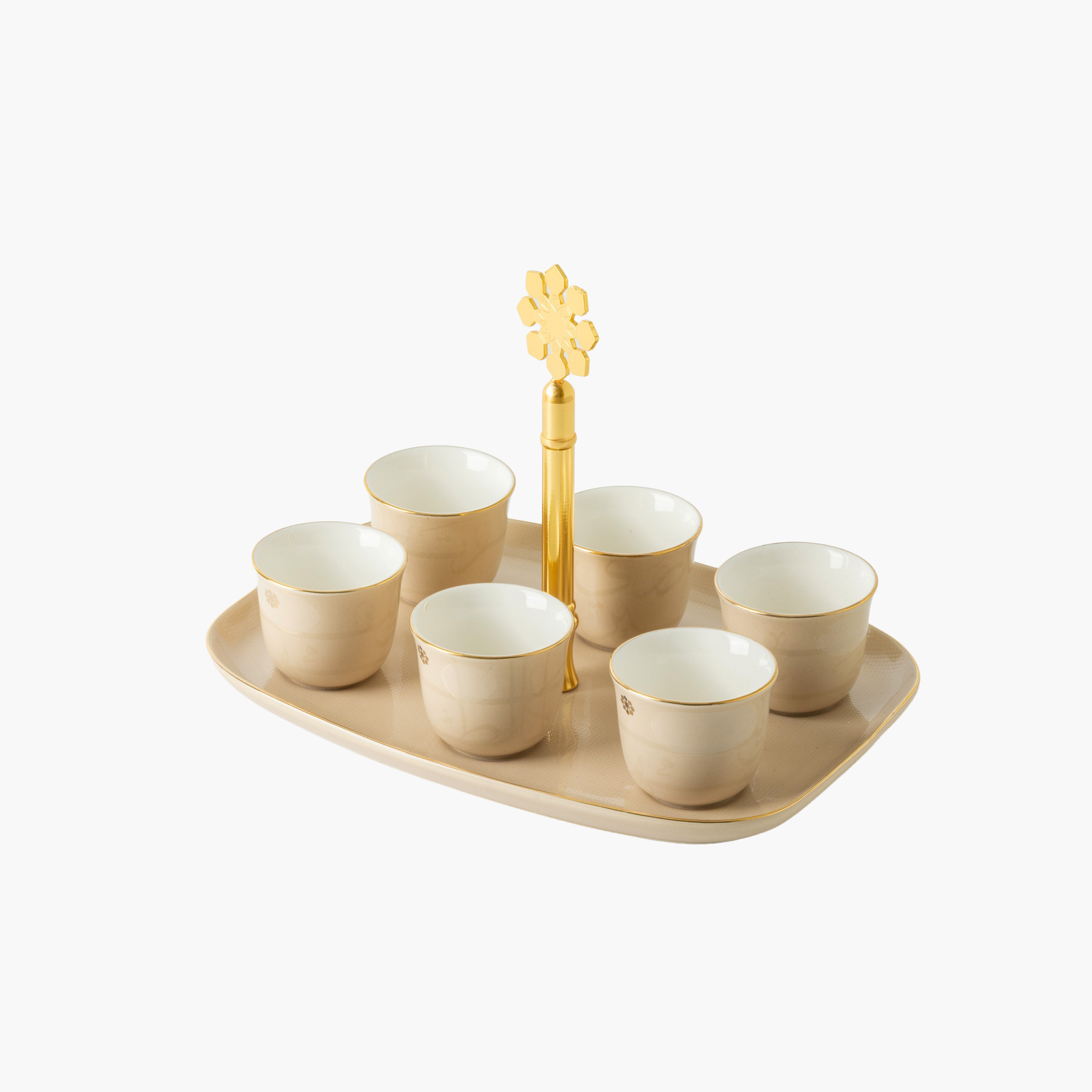طقم فناجين قهوة عربية بورسلان مع صينية – 7 قطع-household-dining-teaandcoffee-teaandcoffeesets-image-5