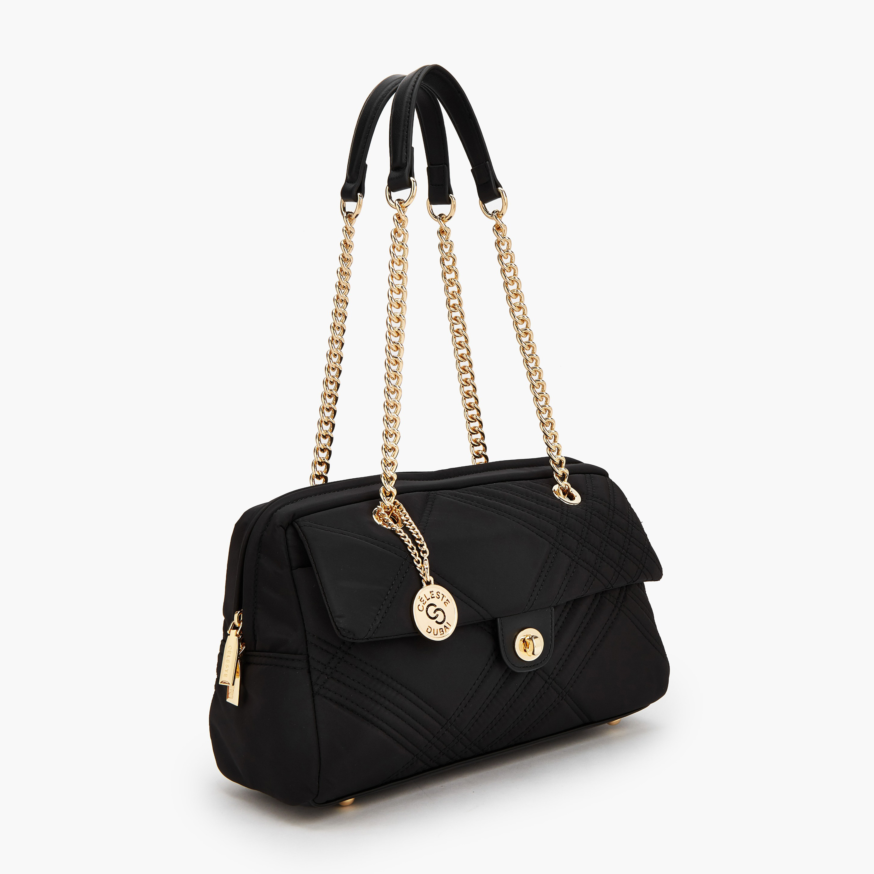 Celeste Quilted Shoulder Bag with Zip Closure-women-bagsandwallets-handbags-image-2