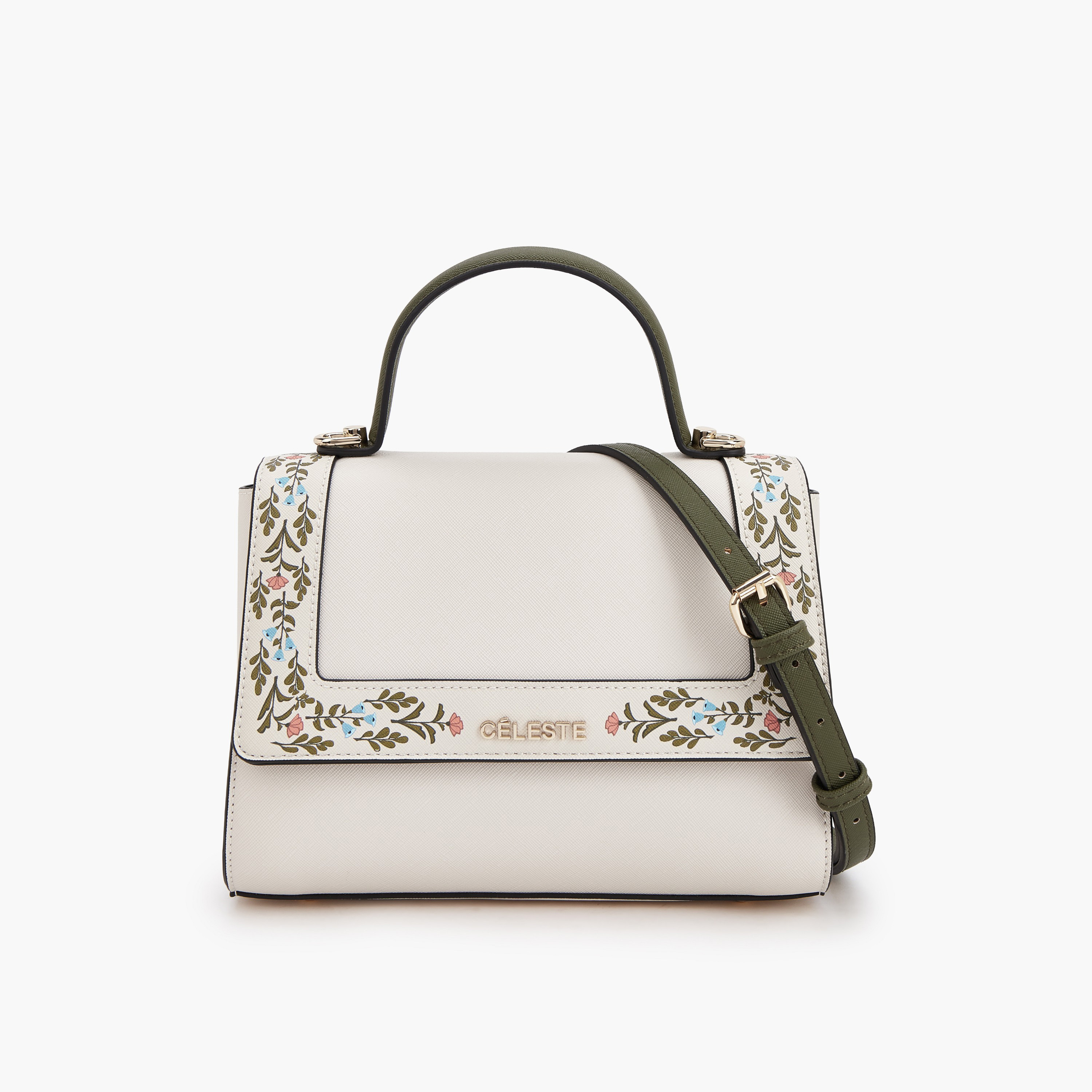 Celeste Safiano Floral Print Satchel Bag with Detachable Strap-women-bagsandwallets-handbags-image-1
