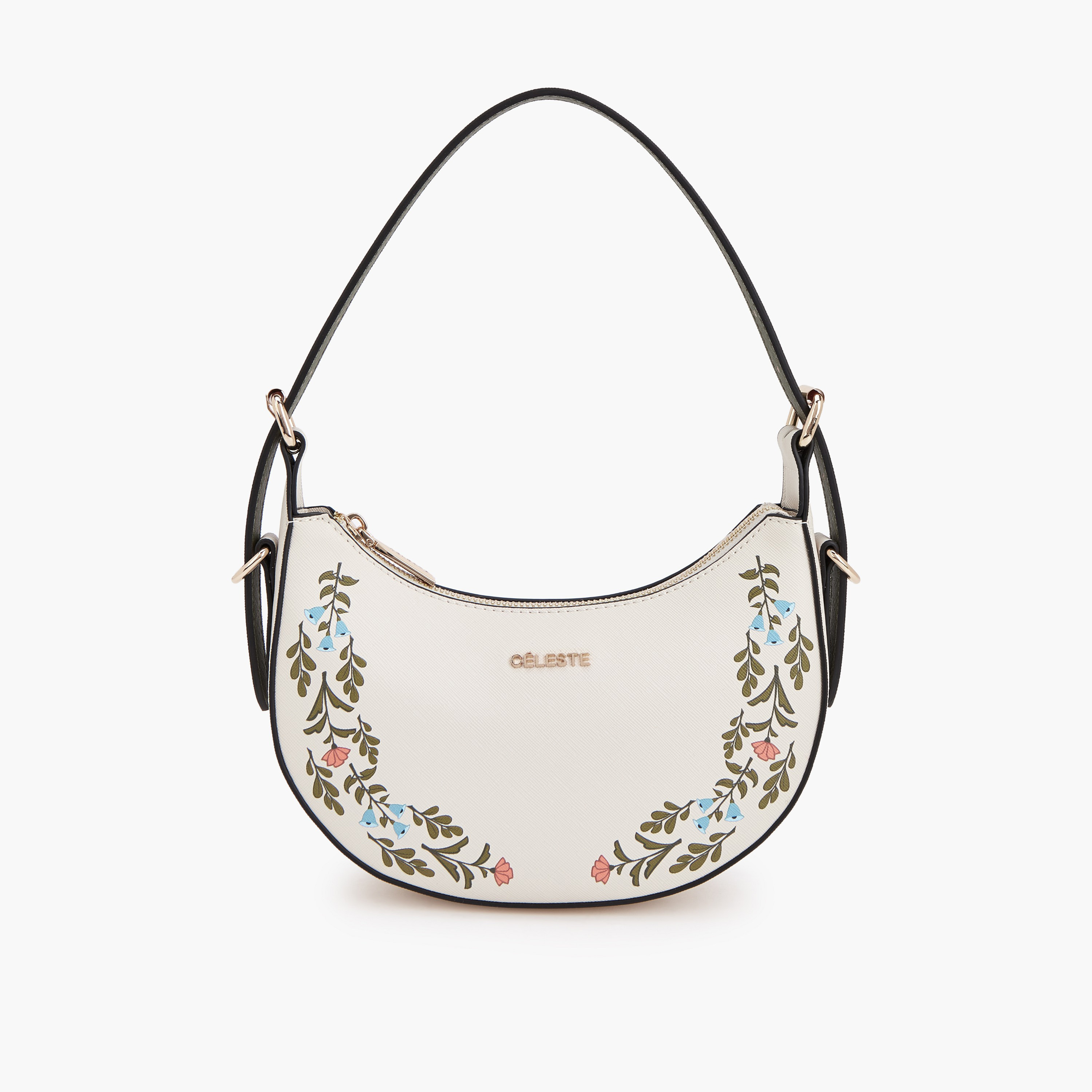 Celeste Safiano Floral Print Shoulder Bag with Adjustable Strap-women-bagsandwallets-handbags-image-1
