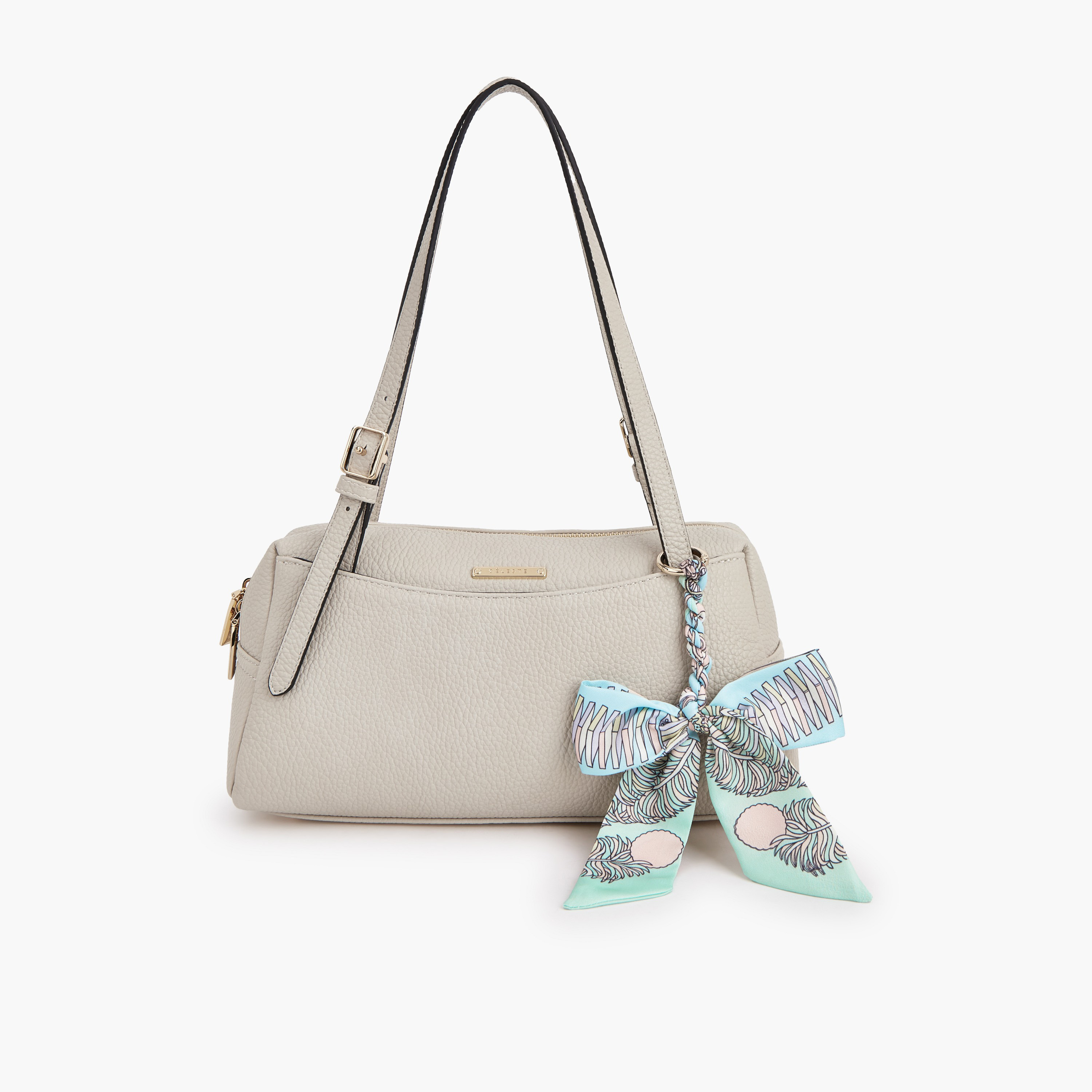 Celeste Textured Shoulder Bag with Scarf Detail-women-bagsandwallets-handbags-image-1