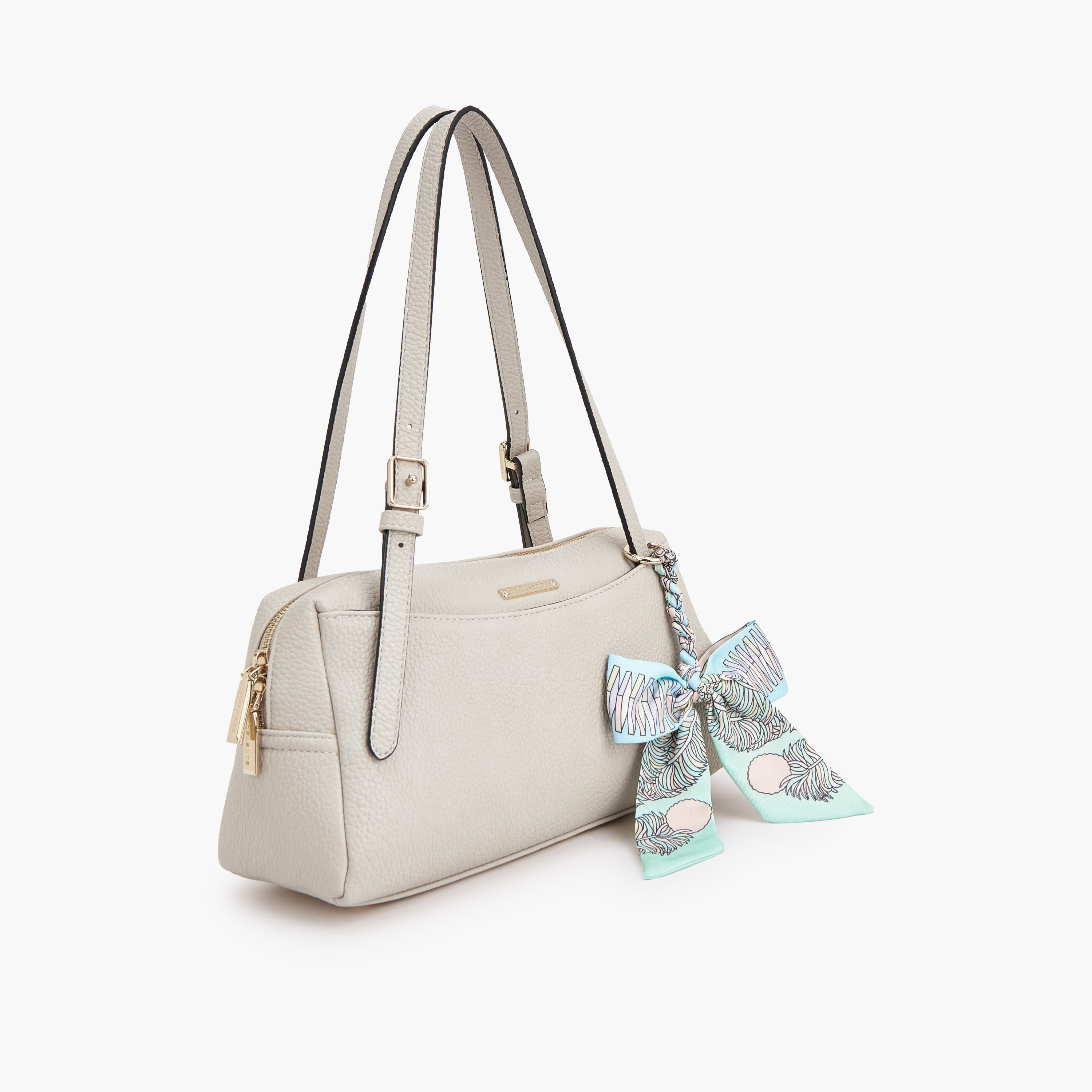 Celeste Textured Shoulder Bag with Scarf Detail-women-bagsandwallets-handbags-image-2
