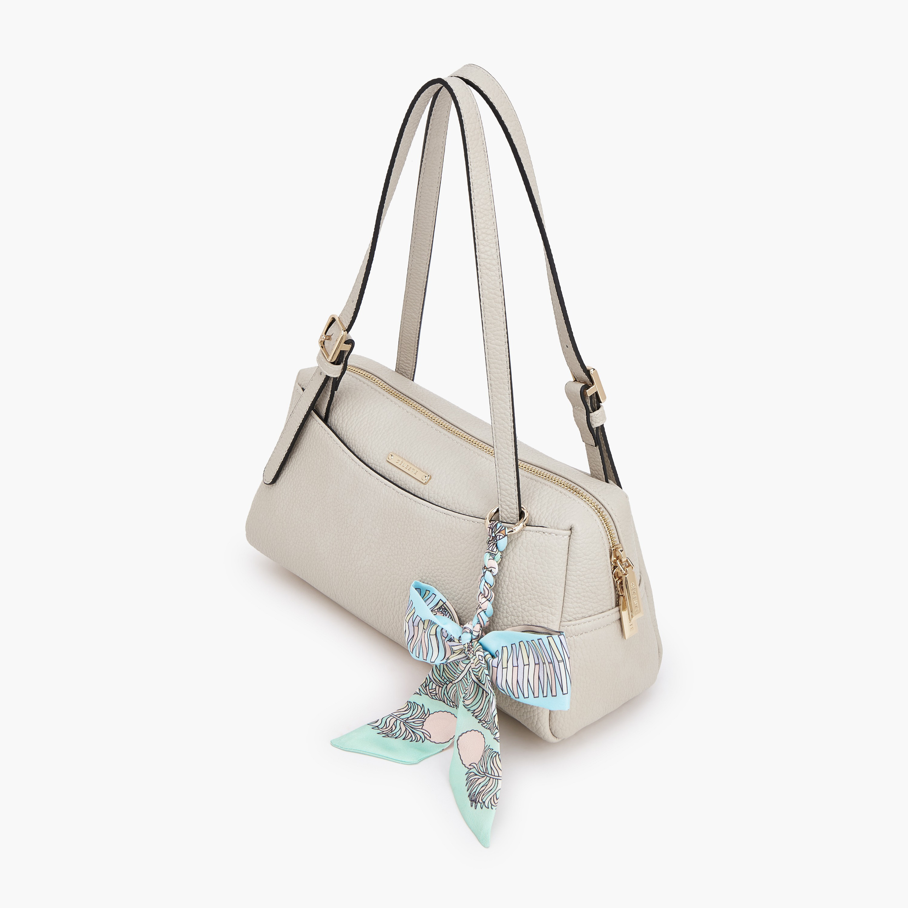 Celeste Textured Shoulder Bag with Scarf Detail-women-bagsandwallets-handbags-image-4