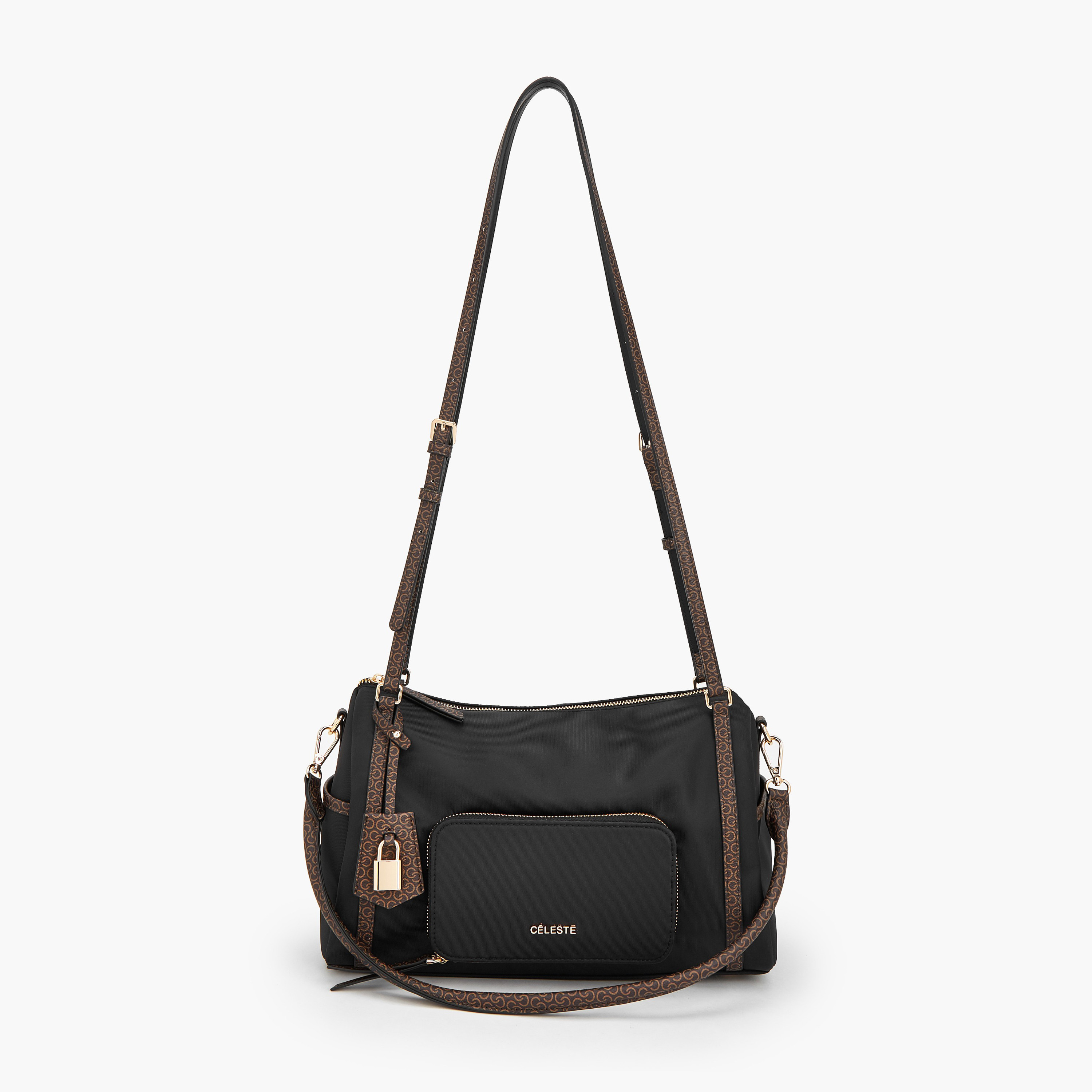 Celeste Monogram Print Shoulder Bag with Double Handle-women-bagsandwallets-handbags-image-1