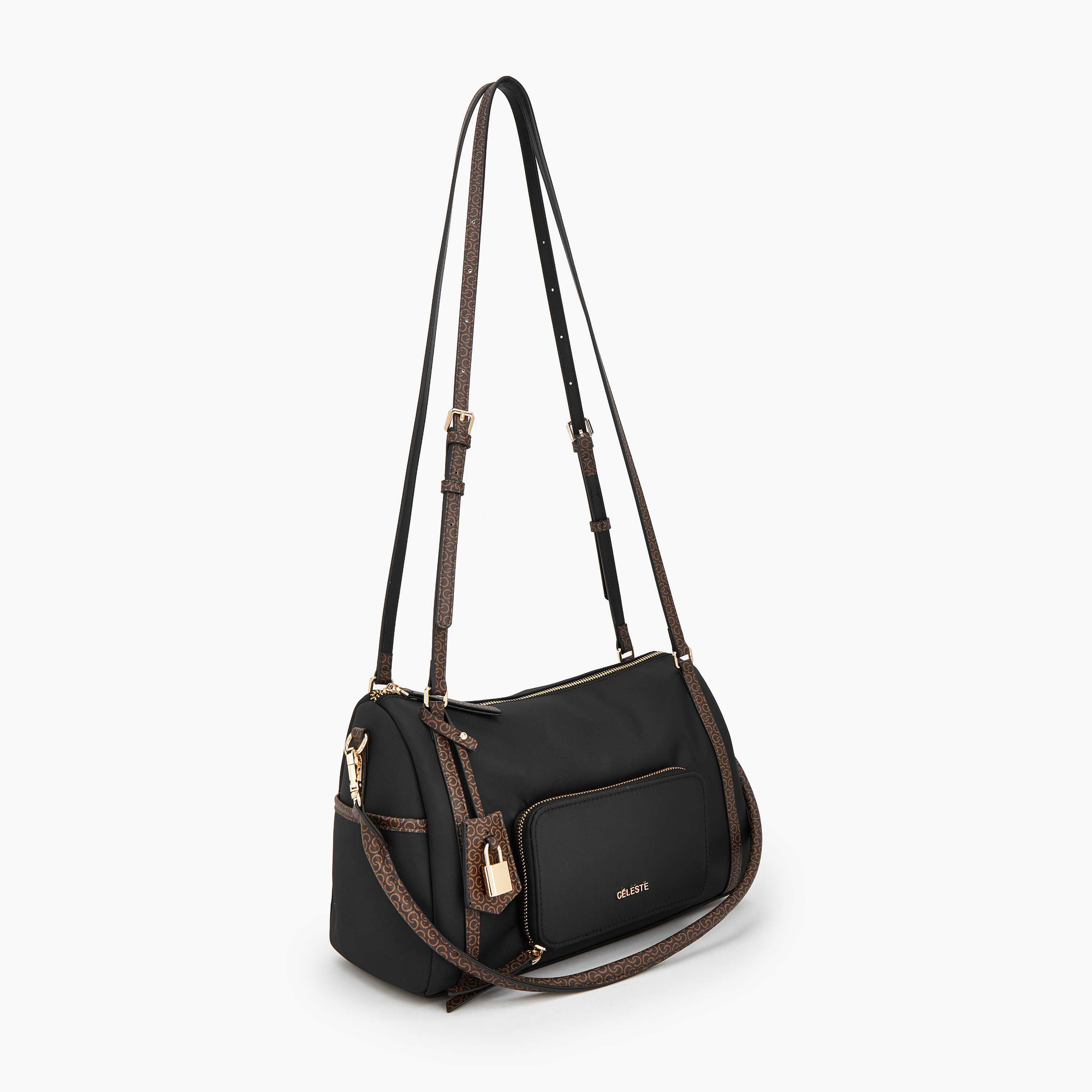 Celeste Monogram Print Shoulder Bag with Double Handle-women-bagsandwallets-handbags-image-2
