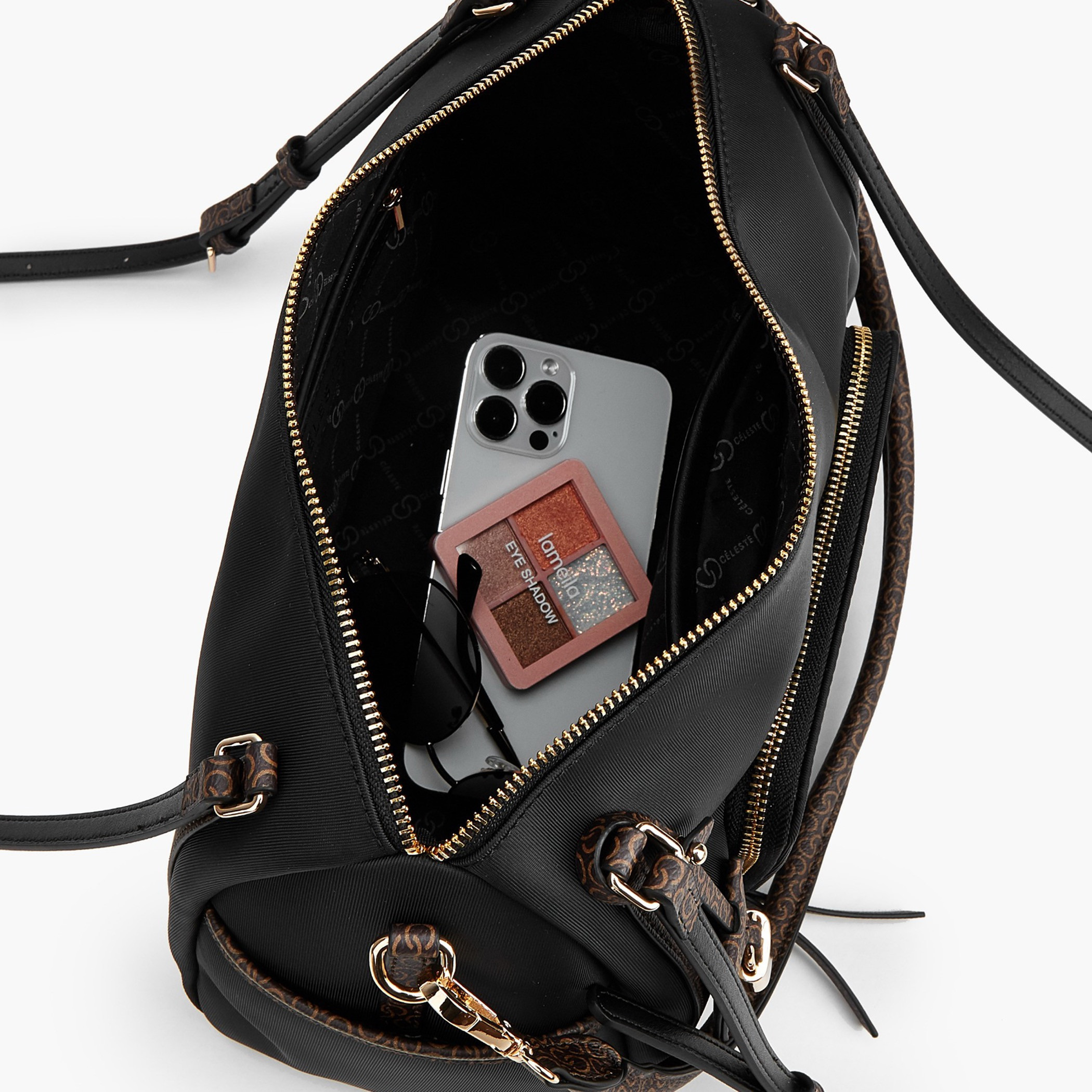 Celeste Monogram Print Shoulder Bag with Double Handle-women-bagsandwallets-handbags-image-7