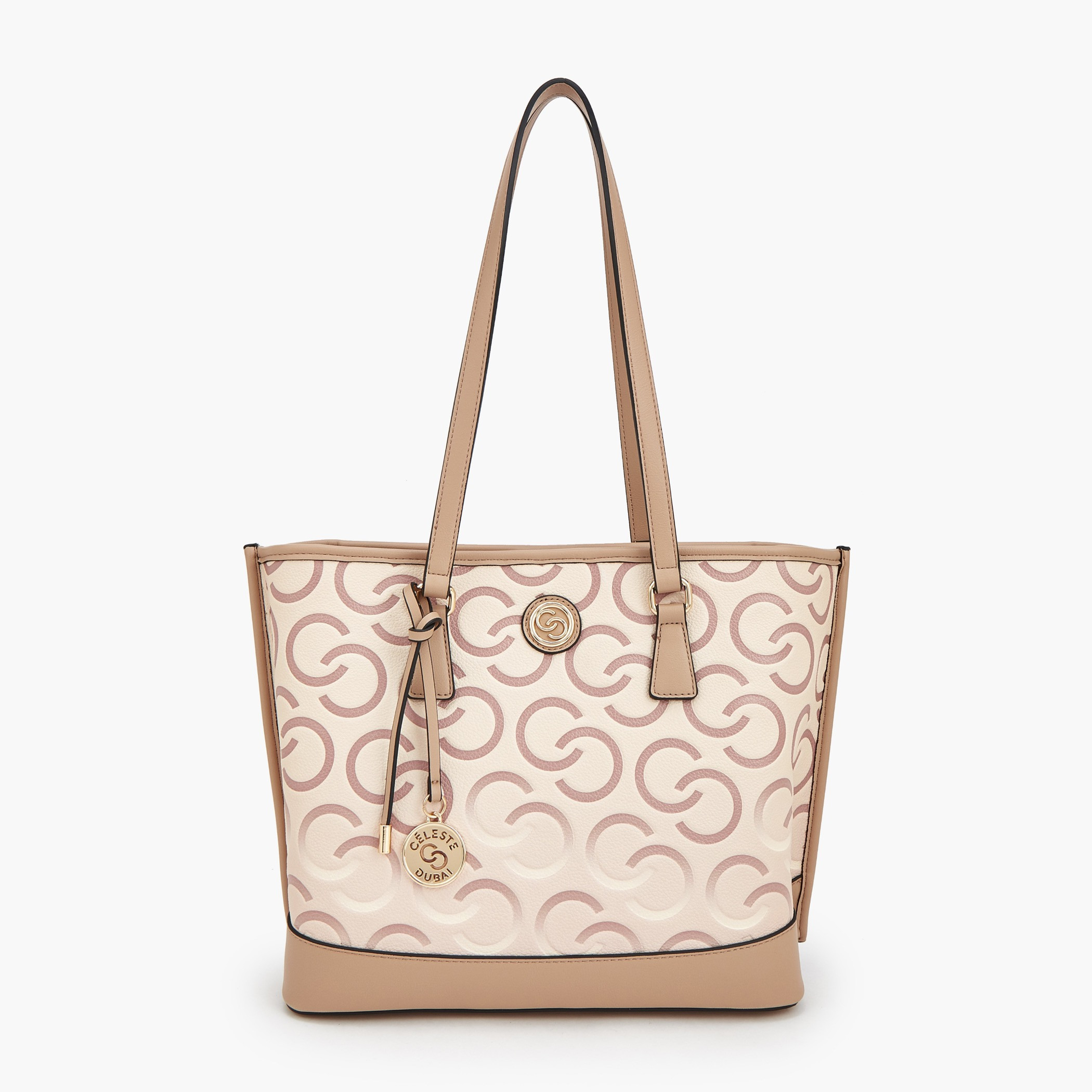 Celeste Monogram Print Tote Bag with Double Handle-women-bagsandwallets-handbags-image-1