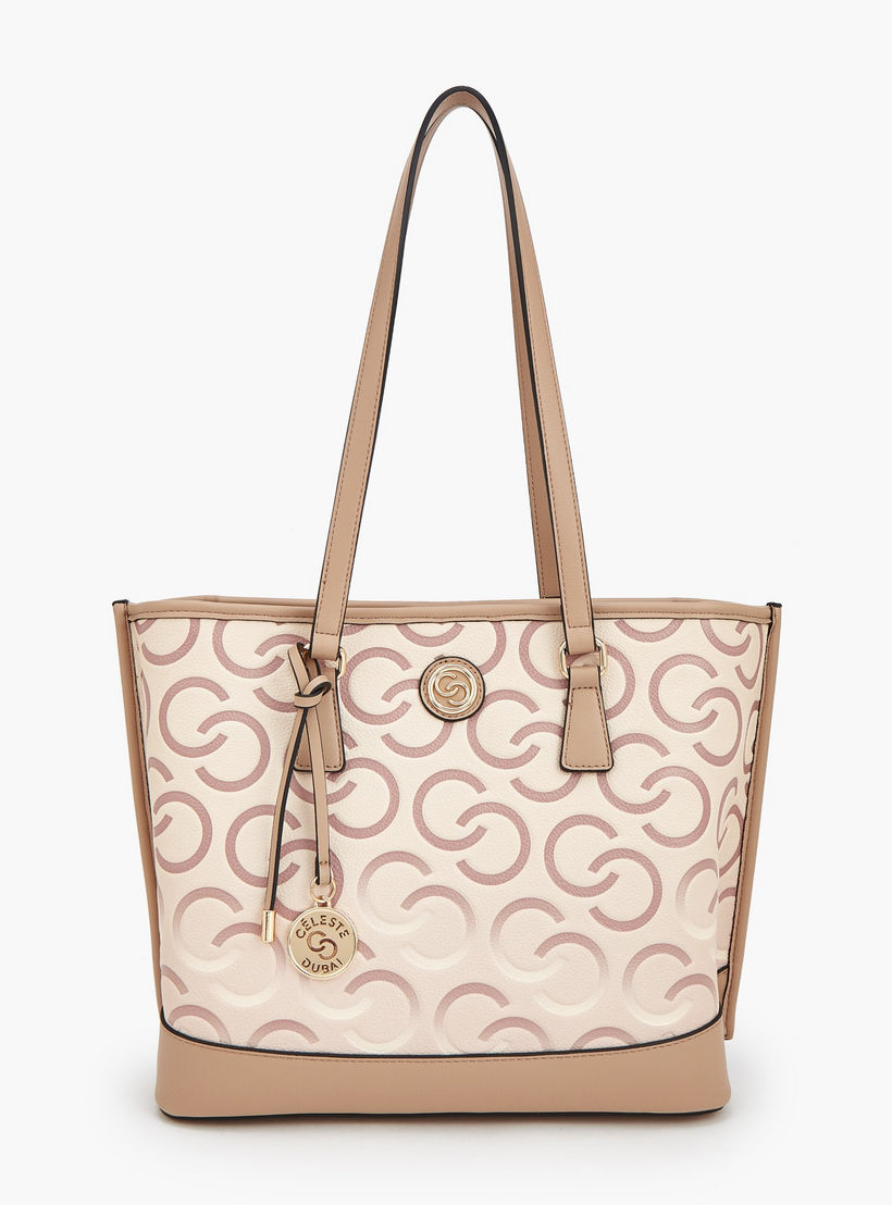 Celeste Monogram Print Tote Bag with Double Handle-women-bagsandwallets-handbags-image-1