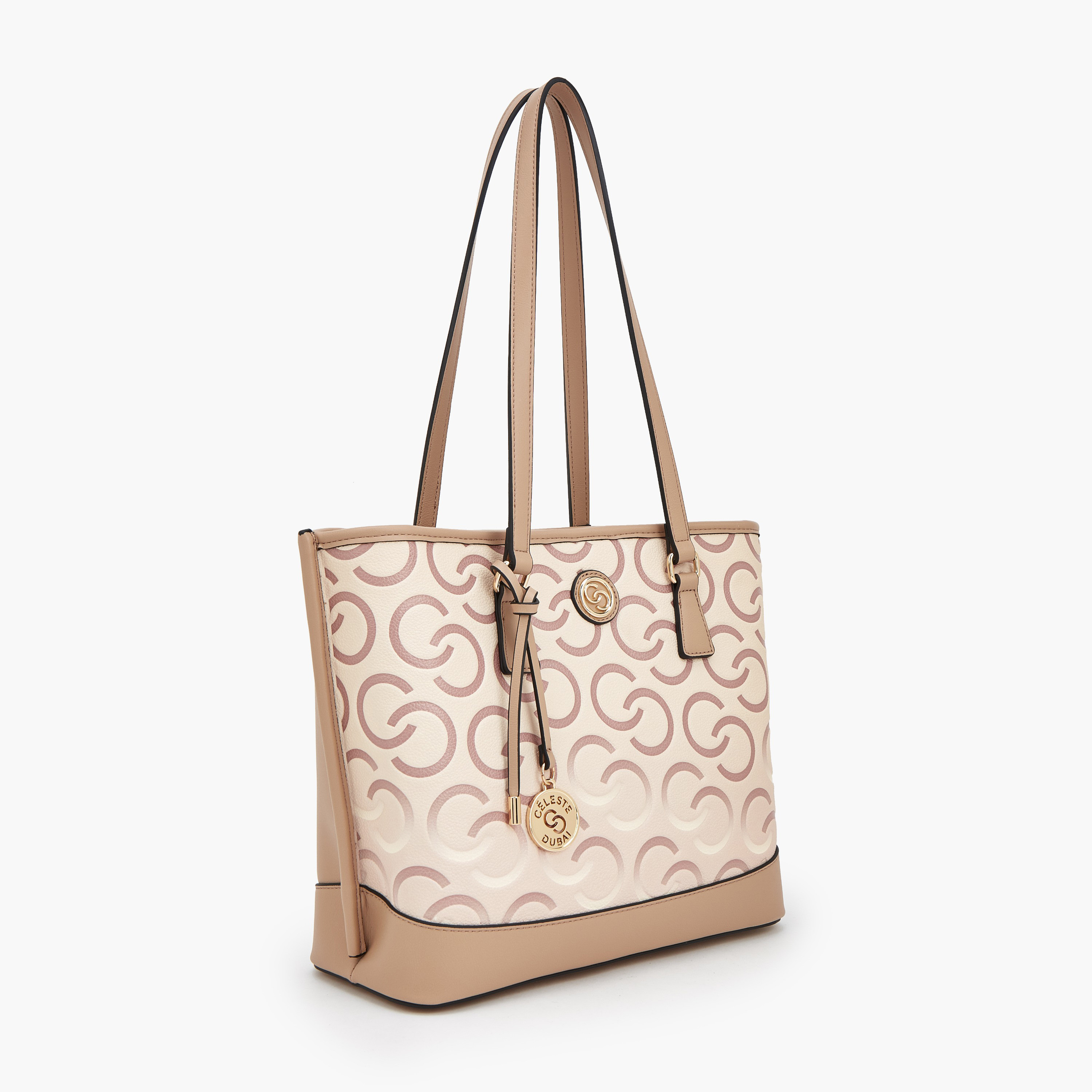 Celeste Monogram Print Tote Bag with Double Handle-women-bagsandwallets-handbags-image-2