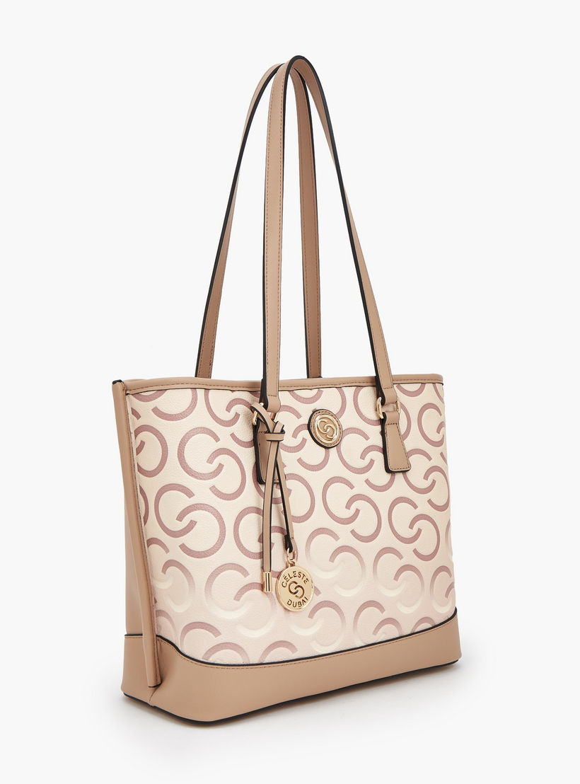 Celeste Monogram Print Tote Bag with Double Handle-women-bagsandwallets-handbags-image-2