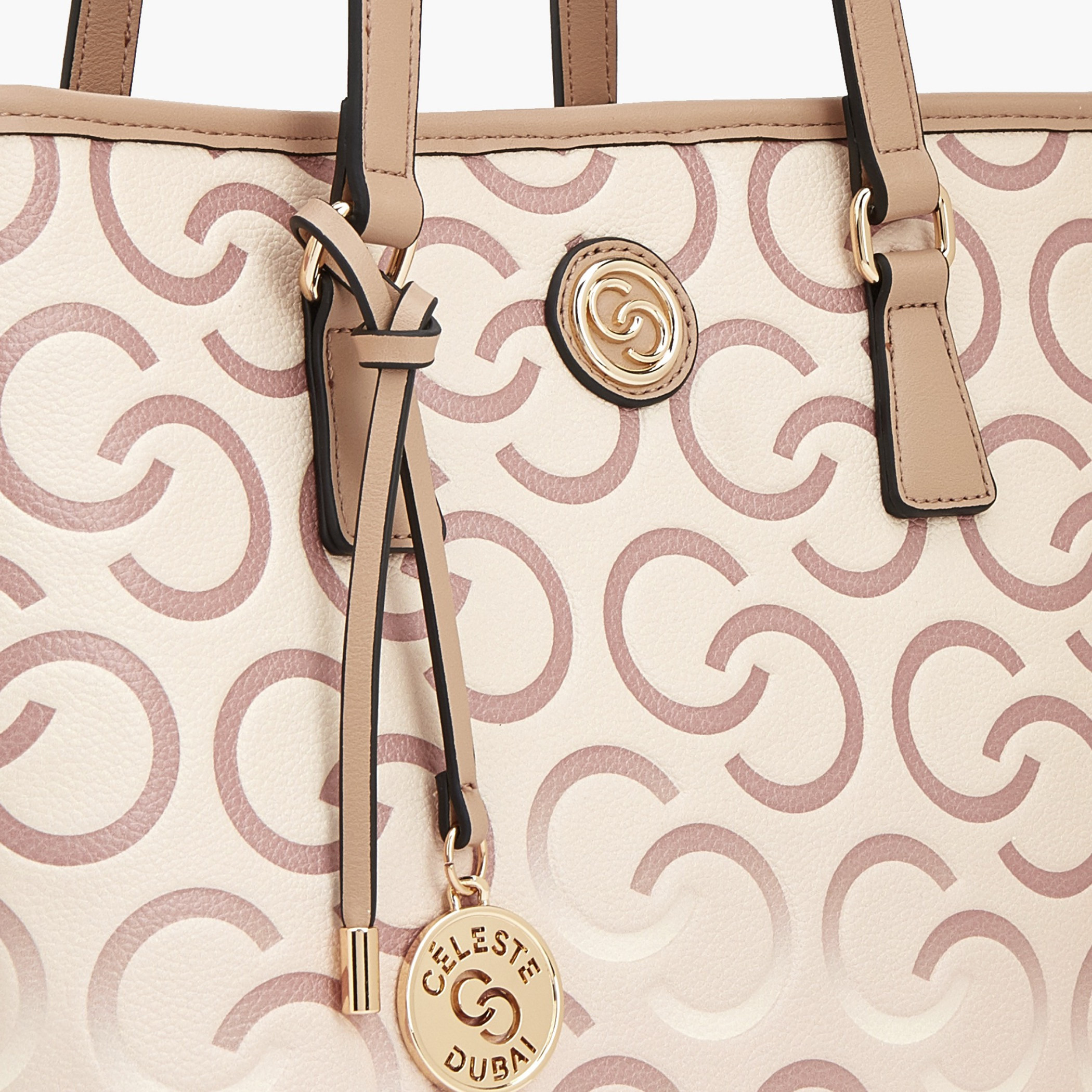 Celeste Monogram Print Tote Bag with Double Handle-women-bagsandwallets-handbags-image-3