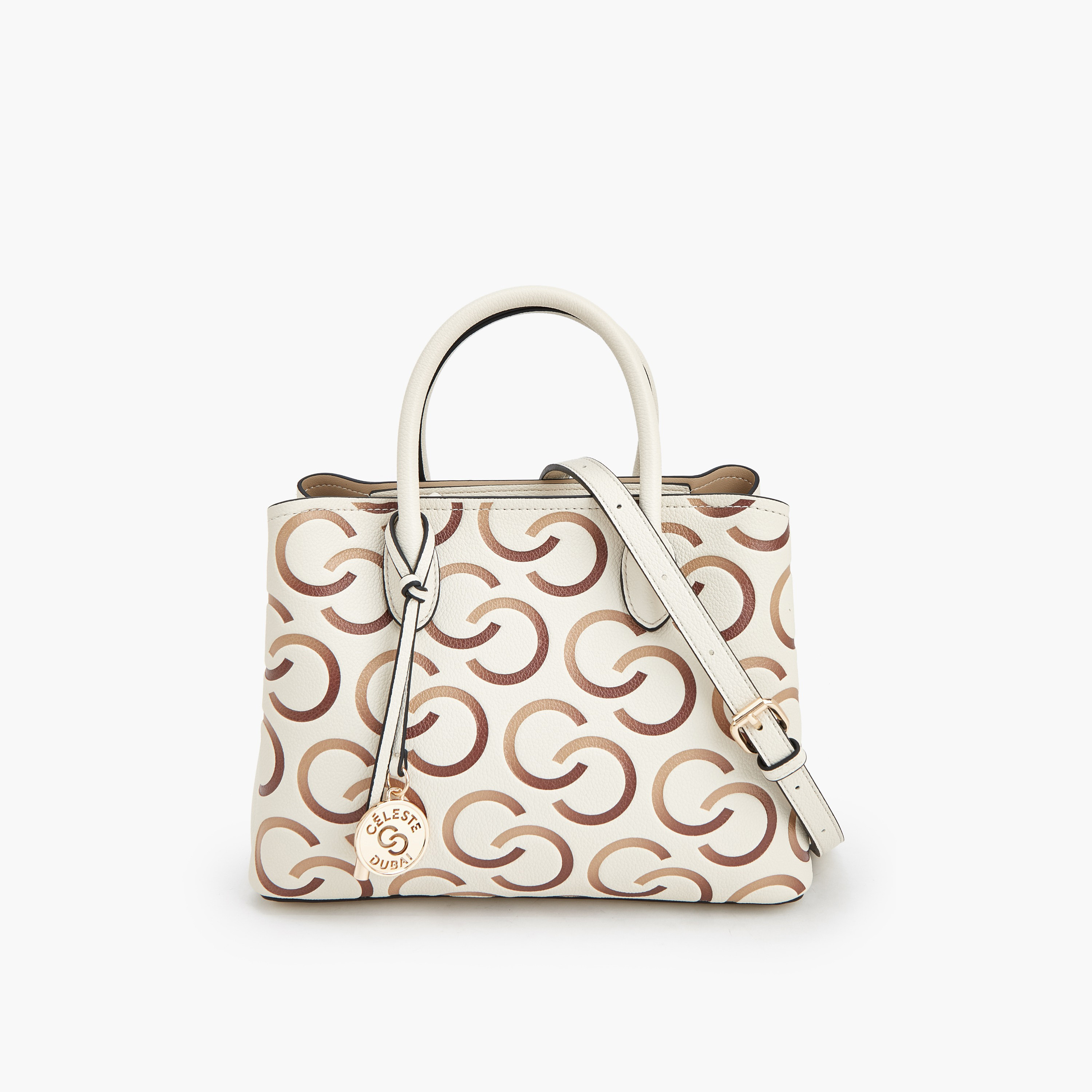 Celeste Monogram Print Tote Bag with Double Handle-women-bagsandwallets-handbags-image-1