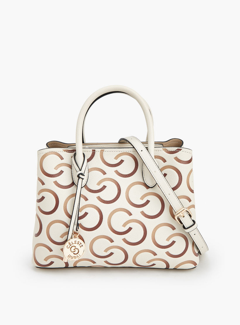 Celeste Monogram Print Tote Bag with Double Handle-women-bagsandwallets-handbags-image-1