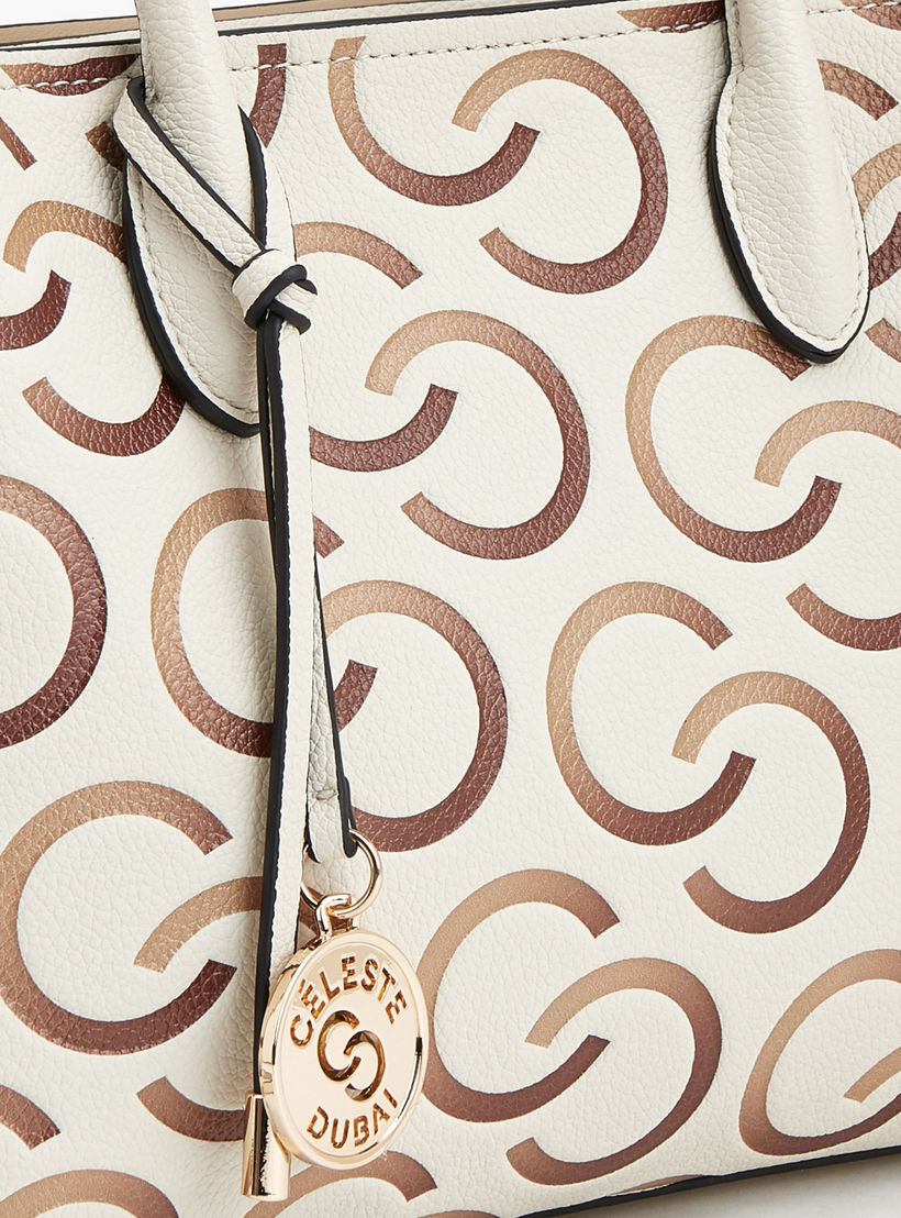 Celeste Monogram Print Tote Bag with Double Handle-women-bagsandwallets-handbags-image-5