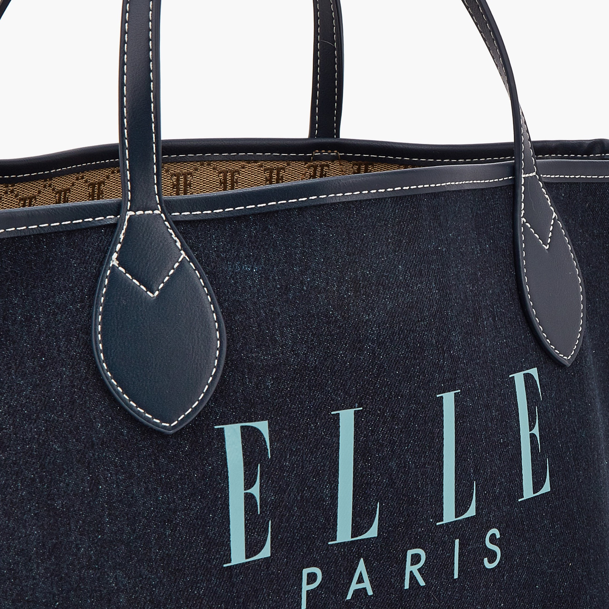 Elle Logo Print Denim Tote Bag with Pouch-women-bagsandwallets-handbags-image-3